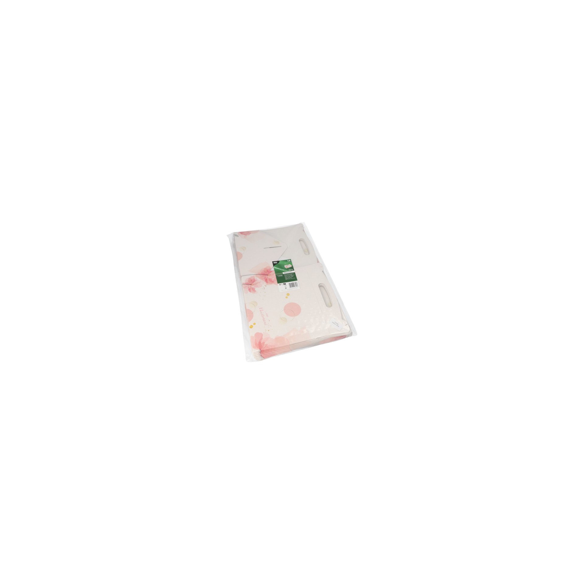 Gebäck-Kartons, Pappe eckig 26 cm x 22 cm x 9 cm rosé mit Tragegriff