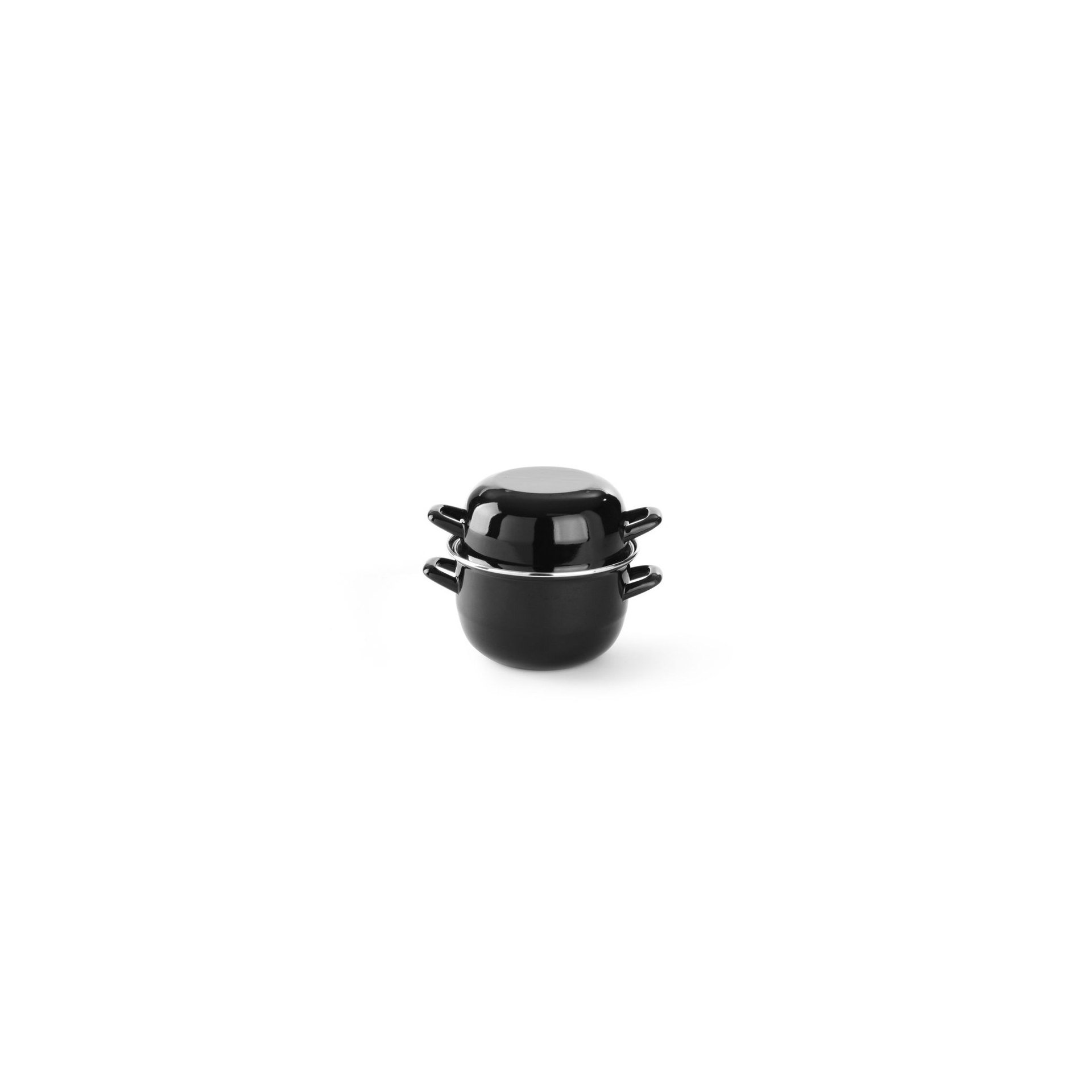 Muscheltopf, emailliert - mit Deckel, 2L, ⌀200x(H)180mm Muscheltopf, emailliert - mit Deckel, 2L, ⌀200x(H)180mm