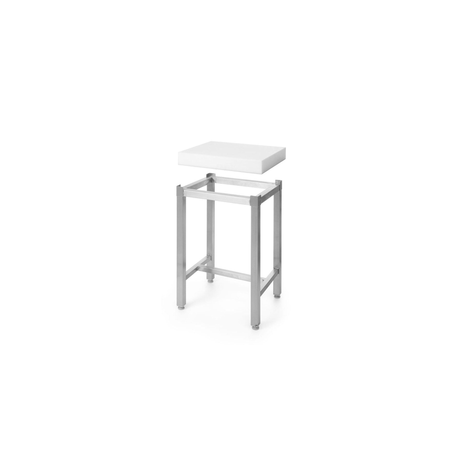 Hackblock aus Polyethylen mit Untergestell, 505656 + 505670, Weiß, 500x400x(H)800mm