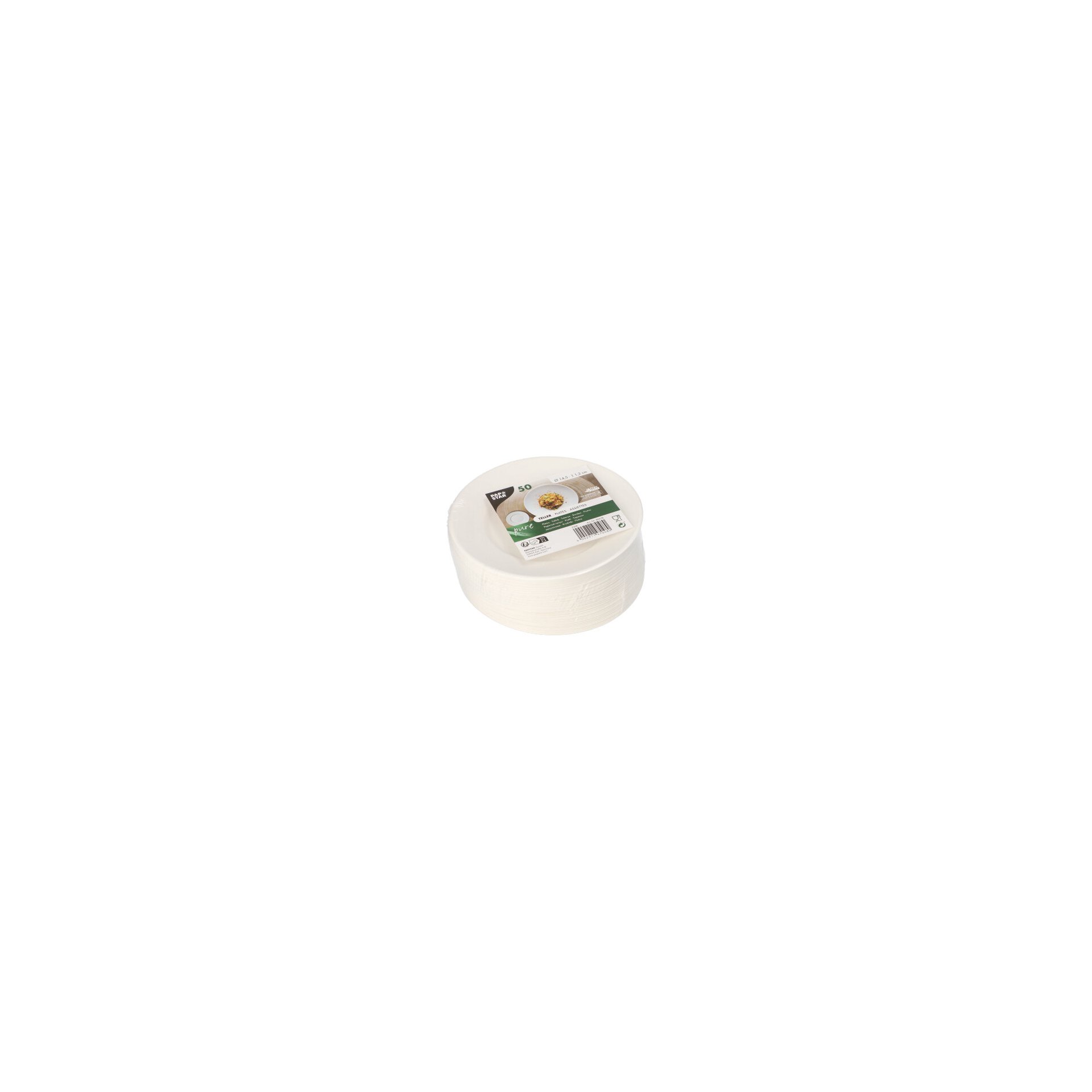 Teller Zuckerrohr "pure" rund Ø 14,5 cm · 1,2 cm weiss "Cella"