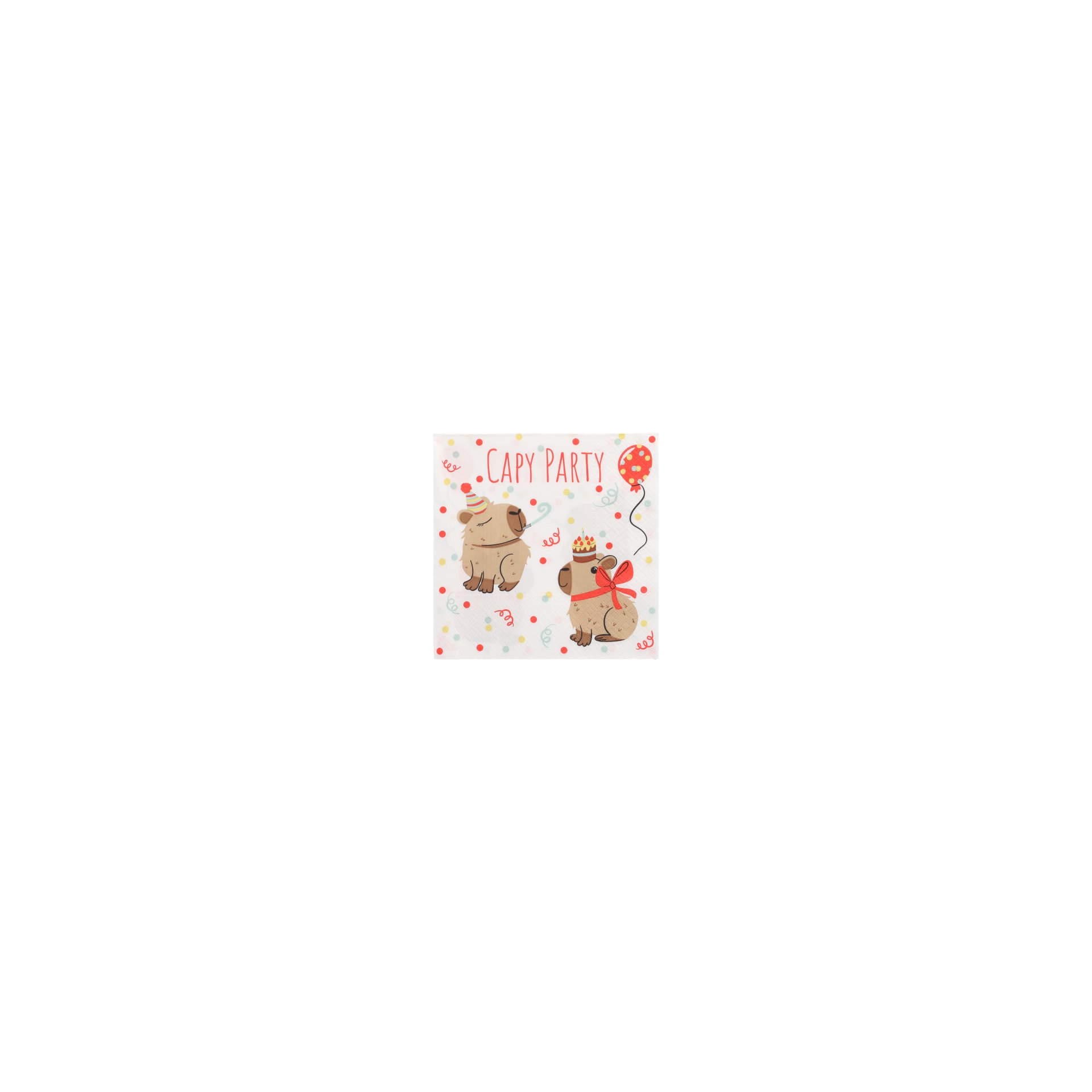 Servietten, 3-lagig 1/4-Falz 33 cm x 33 cm "Capy Party" Servietten, 3-lagig 1/4-Falz 33 cm x 33 cm "Capy Party"