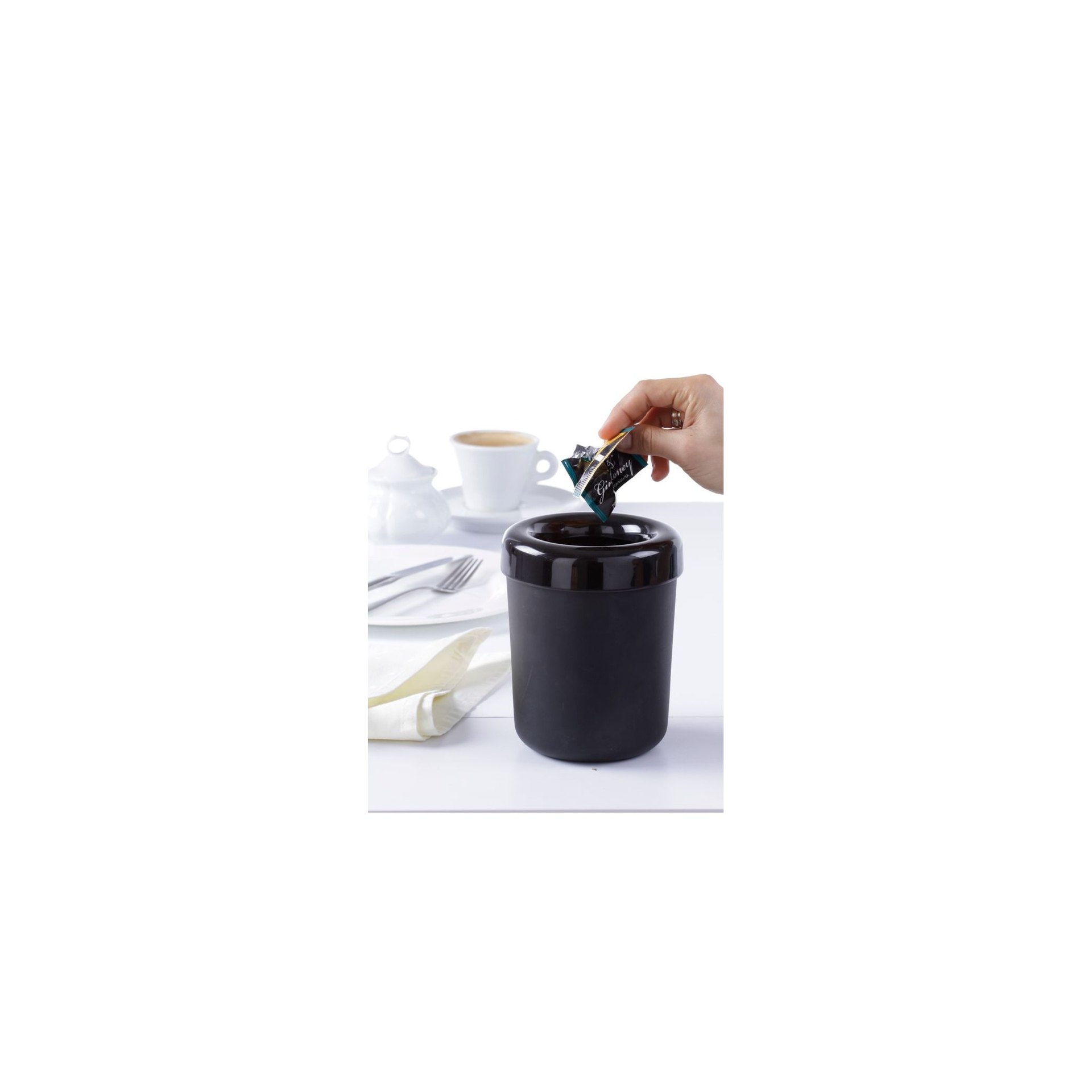 Tischabfalleimer oder Besteckhalter, Schwarz, ⌀130x(H)160mm