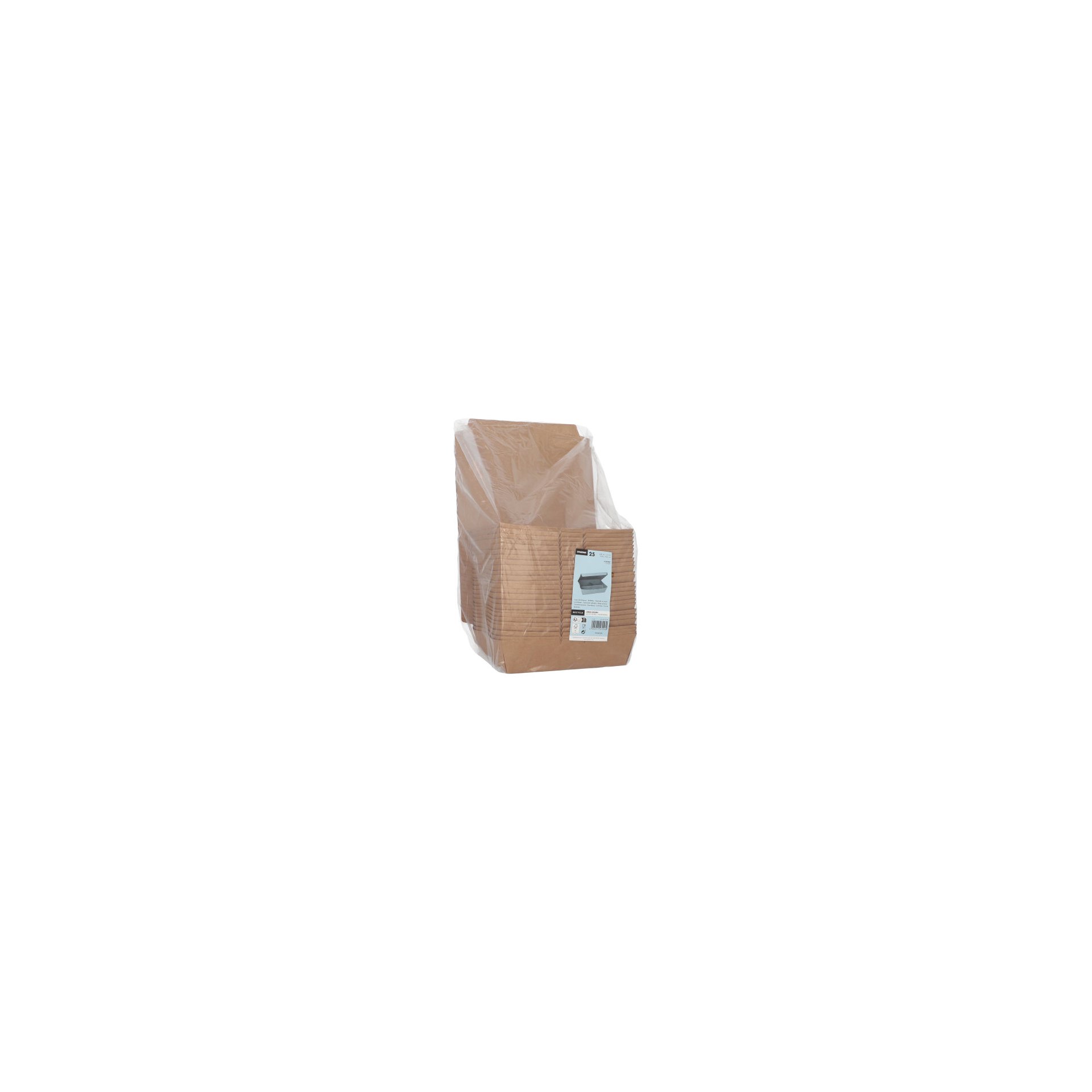 Lunchboxen, Pappe 3-geteilt 600 ml 5 cm x 14,8 cm x 18,3 cm braun