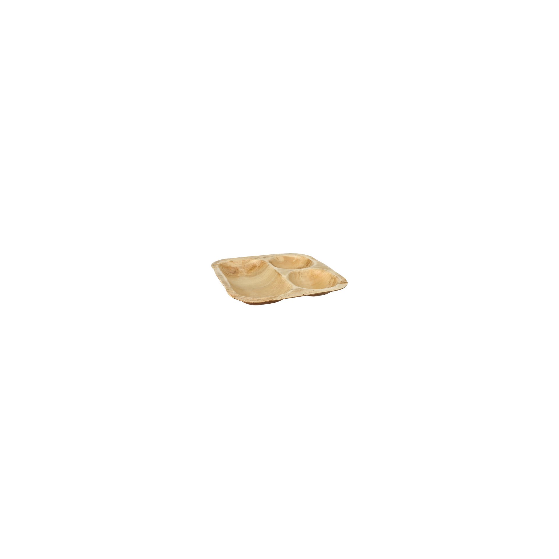 Siegelschalen Palmblatt "pure" eckig 500 ml 4 cm x 26 cm x 26 cm 3-geteilt