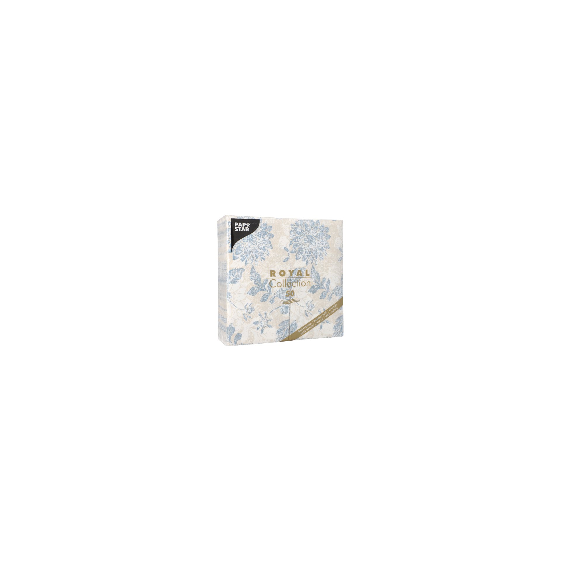 Servietten "ROYAL Collection" 1/8-Falz 40 cm x 40 cm arktikblau "Flowers"