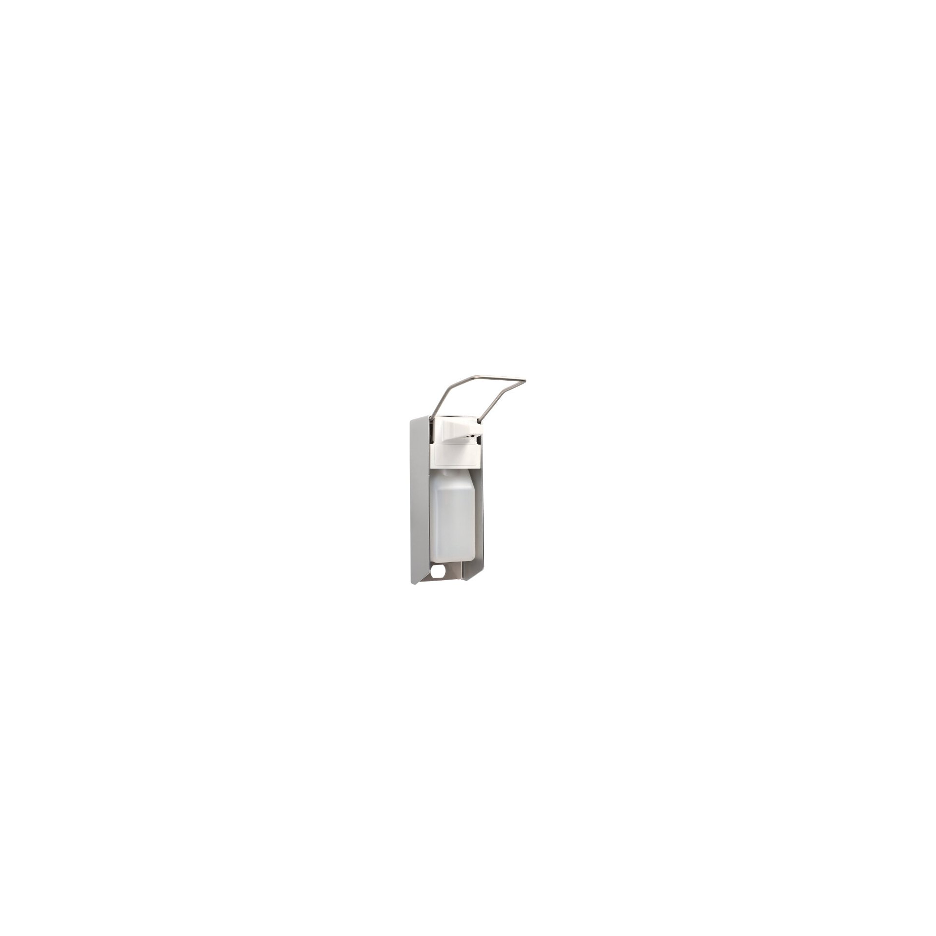Wandspender 27,5 cm x 8,5 cm x 23 cm "Aluminium" 500 ml, Langarmhebel, inkl. Leerflasche Wandspender 27,5 cm x 8,5 cm x 23 cm "Aluminium" 500 ml, Langarmhebel, inkl. Leerflasche