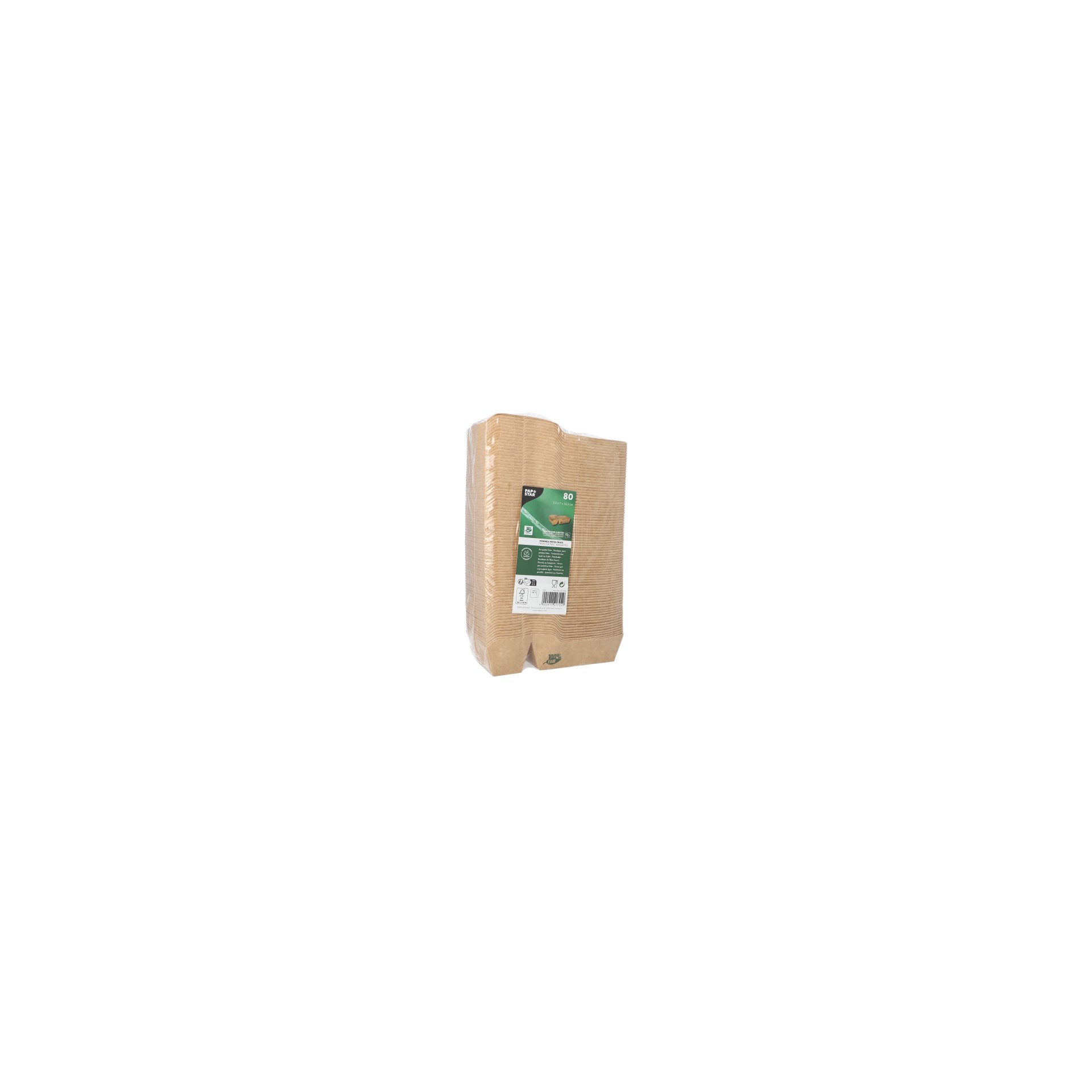 Pommes-Frites-Trays, Pappe "pure" 2-geteilt 3,5 cm x 7 cm x 14,5 cm braun "100% Fair" klein