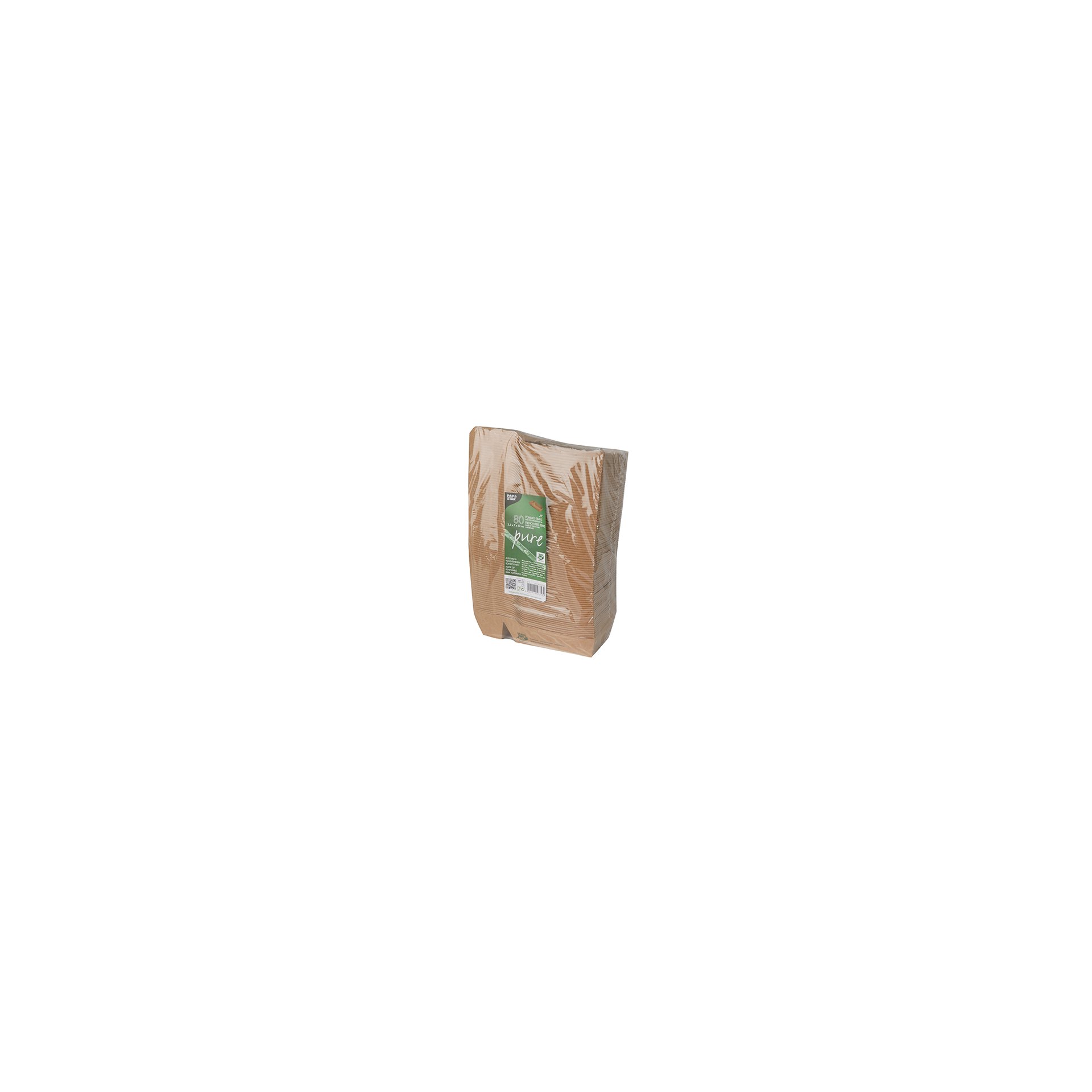 Pommes-Frites-Trays, Pappe "pure" 2-geteilt 3,5 cm x 7 cm x 16,3 cm braun "100% Fair" mittel