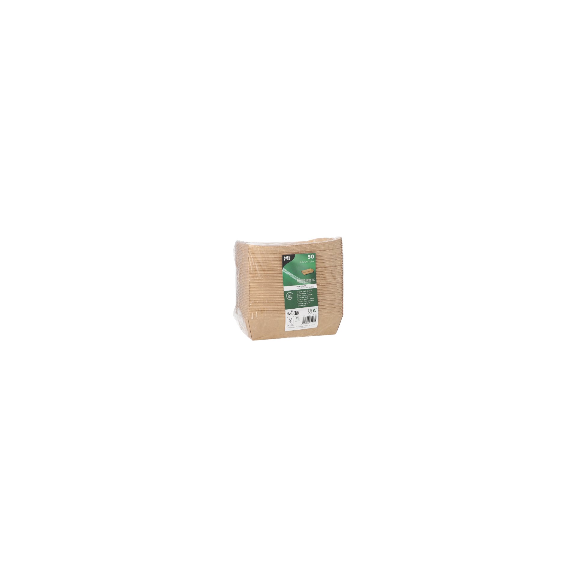 Snacktrays, Pappe "pure" 3,8 cm x 8,5 cm x 15,5 cm braun