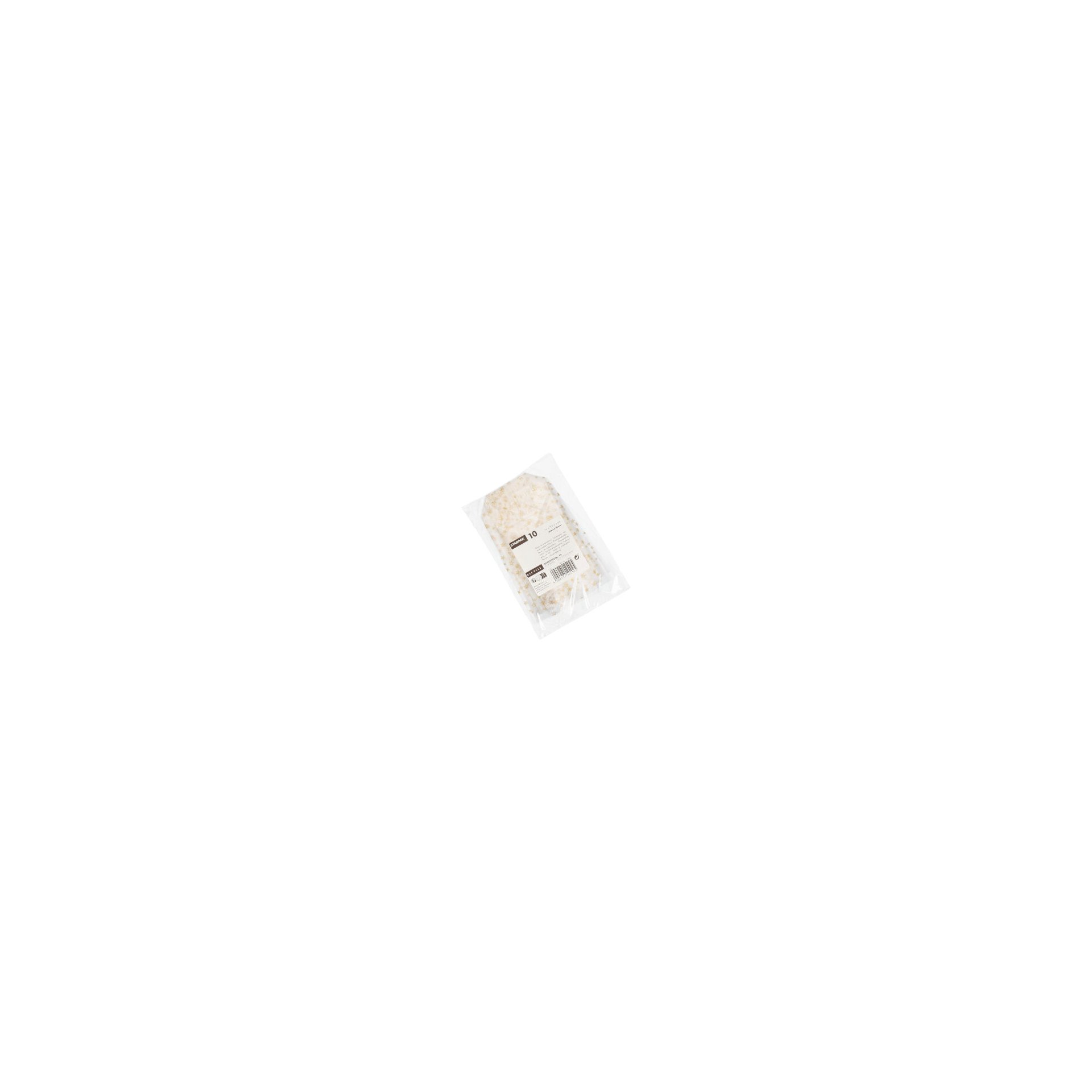 Bodenbeutel, PP 16 cm x 9,5 cm x 4 cm transparent "Sterne, gold"