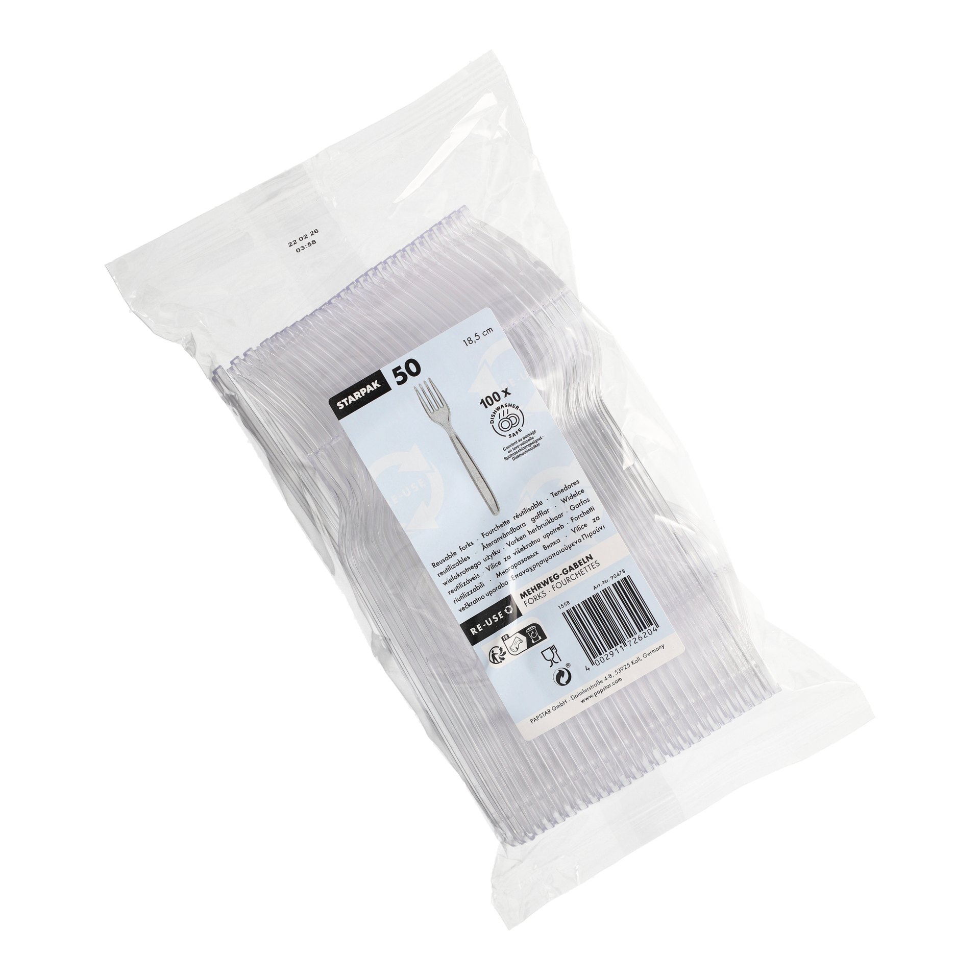 Mehrweg-Gabeln 18,5 cm transparent Mehrweg-Gabeln 18,5 cm transparent