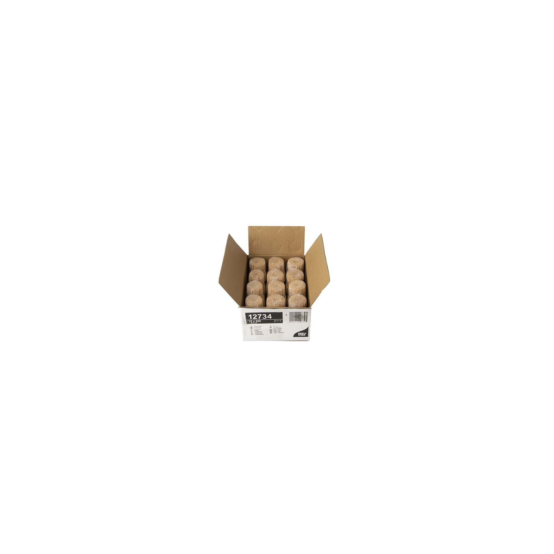 Zahnstocher, Holz "pure" rund 6,8 cm im Spender aus Holz