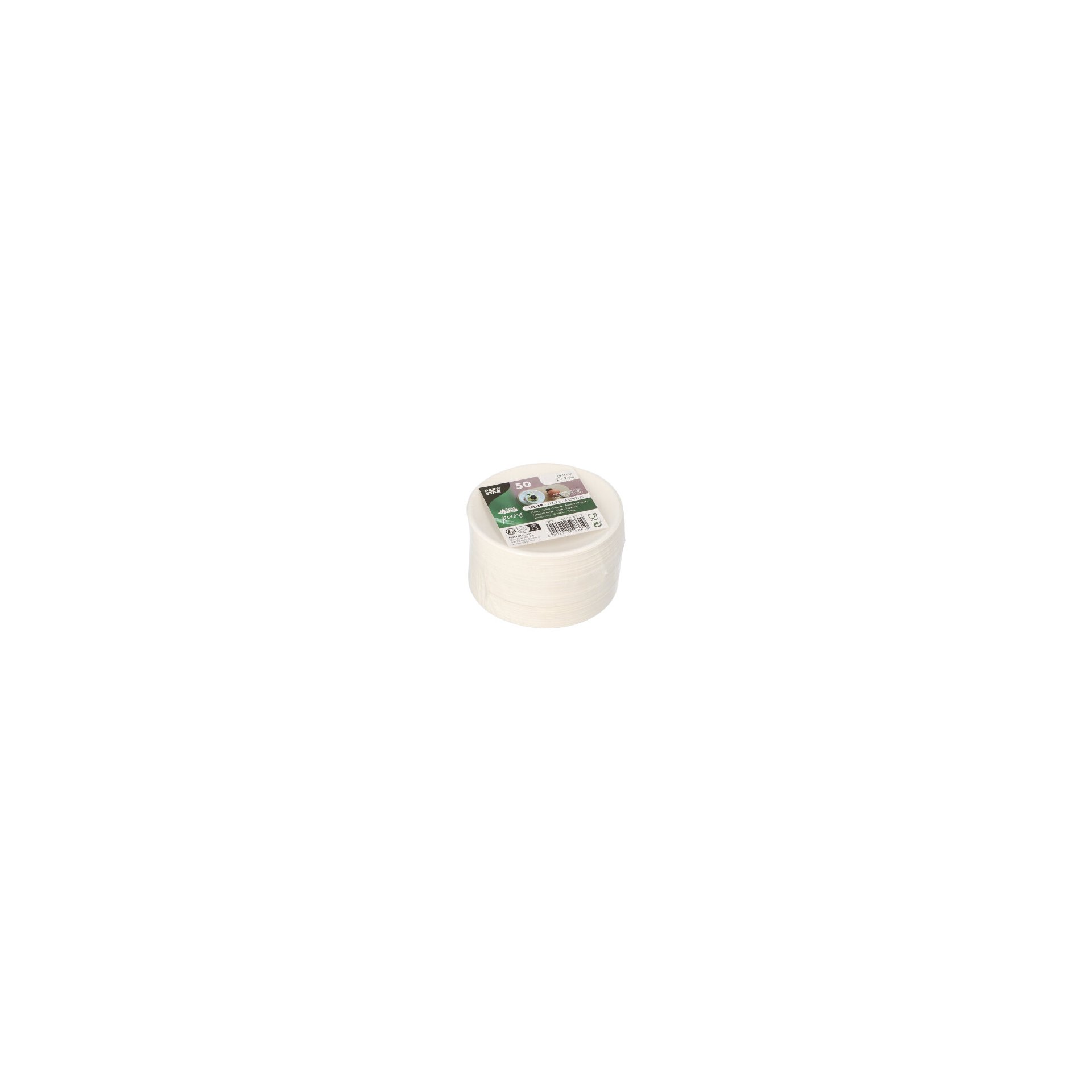 Teller Zuckerrohr "pure" rund Ø 9 cm · 1,3 cm weiss "Cella" Teller Zuckerrohr "pure" rund Ø 9 cm · 1,3 cm weiss "Cella"