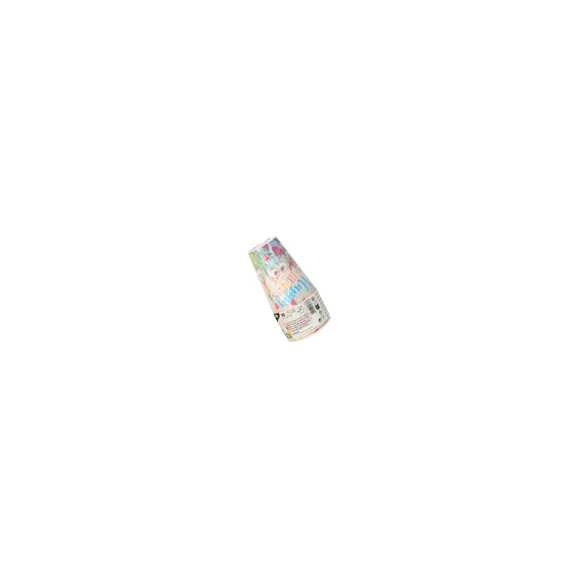 Trinkbecher, Pappe 0,2 l Ø 7 cm · 9,7 cm farbig "Funny Monsters"