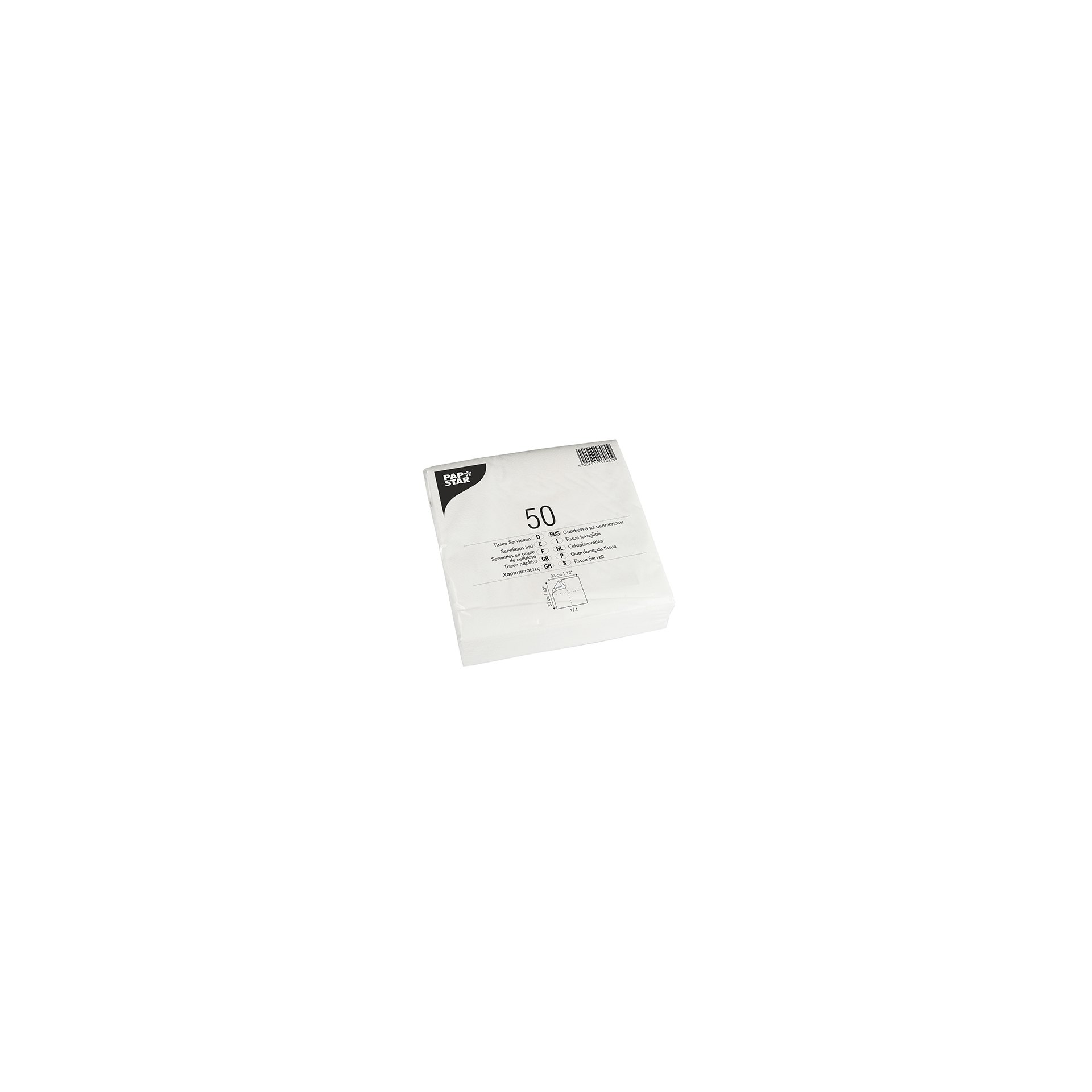 Servietten, 2-lagig 1/4-Falz 33 cm x 33 cm weiss Servietten, 2-lagig 1/4-Falz 33 cm x 33 cm weiss