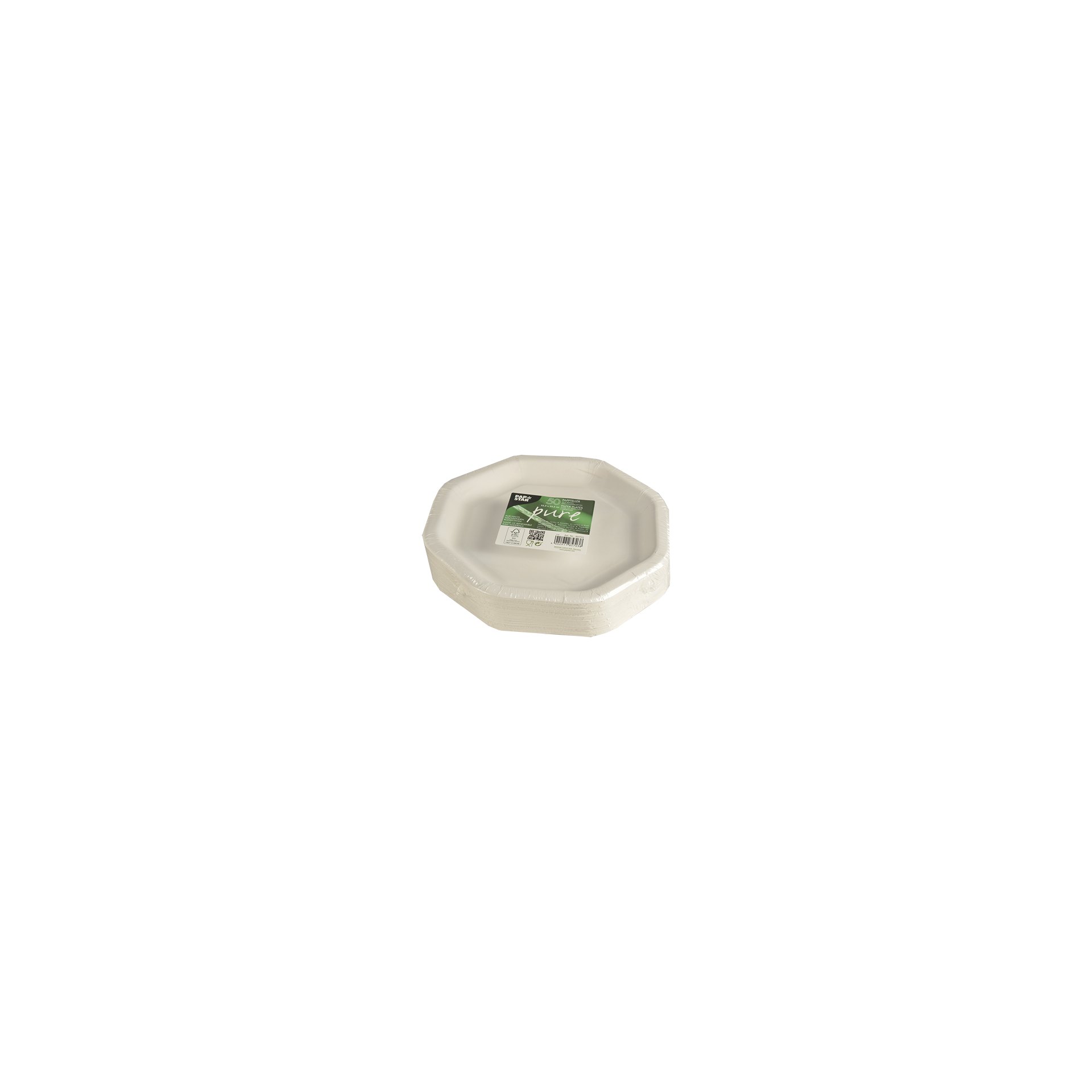 Teller, Pappe "pure" 8-eckig 23,5 cm x 23,5 cm weiss Teller, Pappe "pure" 8-eckig 23,5 cm x 23,5 cm weiss