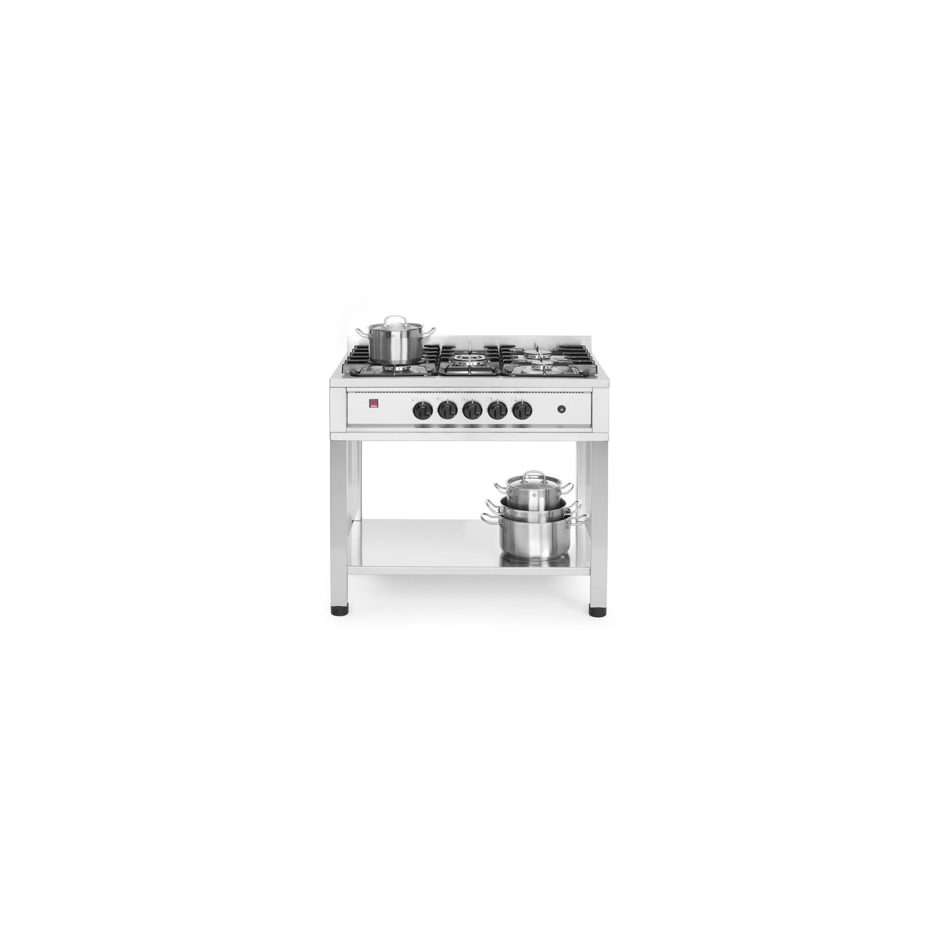 Gasherd - 5 Kochfelder, offener Unterbau, Kitchen Line, 14,3kW, 900x640x(H)910mm Gasherd - 5 Kochfelder, offener Unterbau, Kitchen Line, 14,3kW, 900x640x(H)910mm