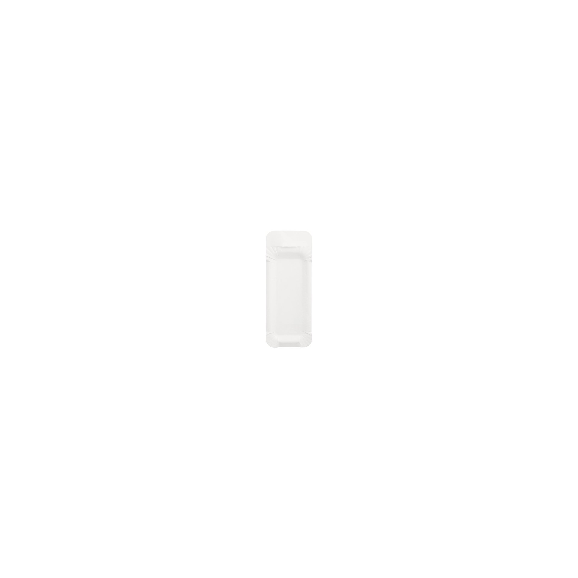 Teller, Pappe "pure" eckig 8 cm x 21 cm weiss mit Anfasser