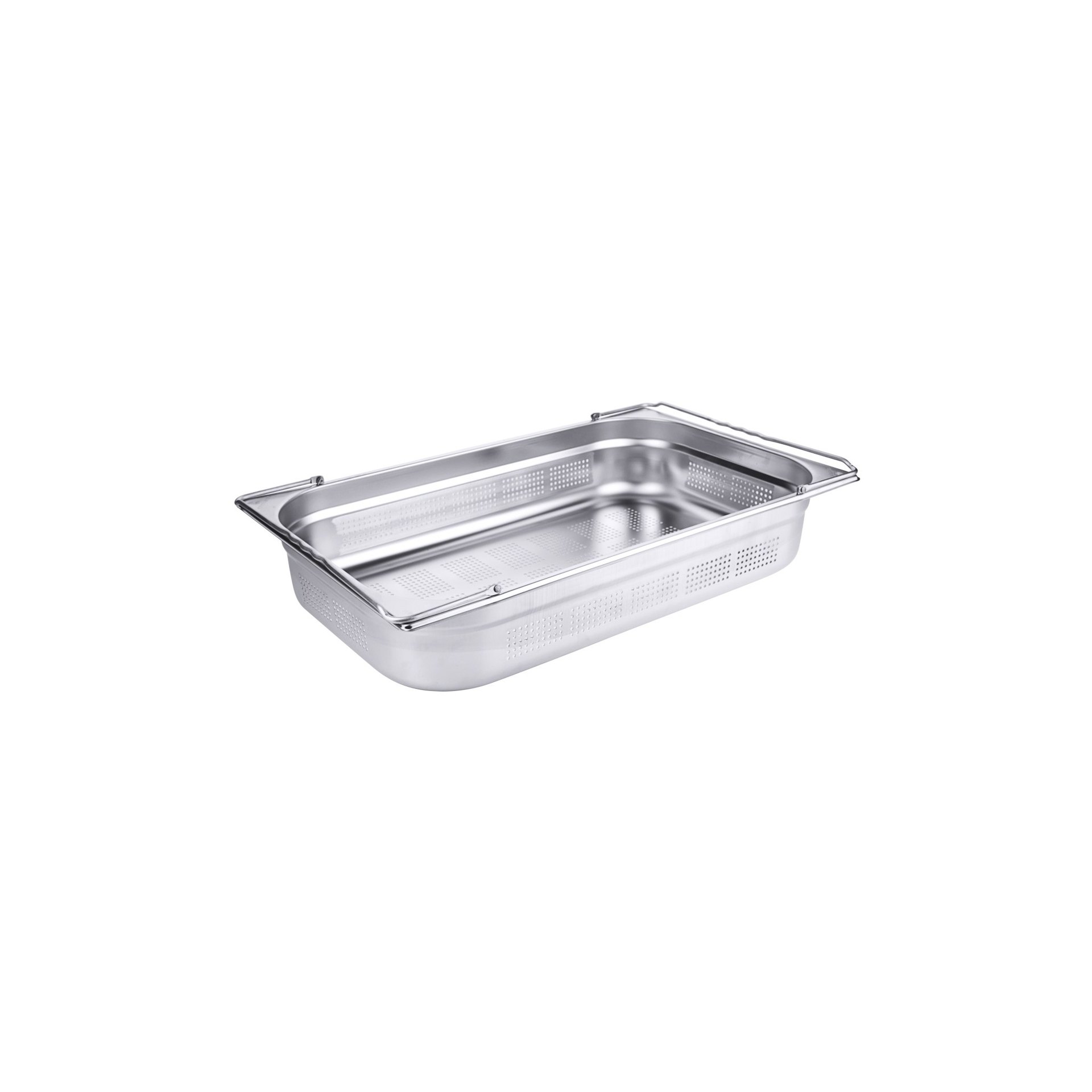 GN-Behälter mit Bügelgriffen, perforiert 10 cm GN-Behälter mit Bügelgriffen, perforiert 10 cm