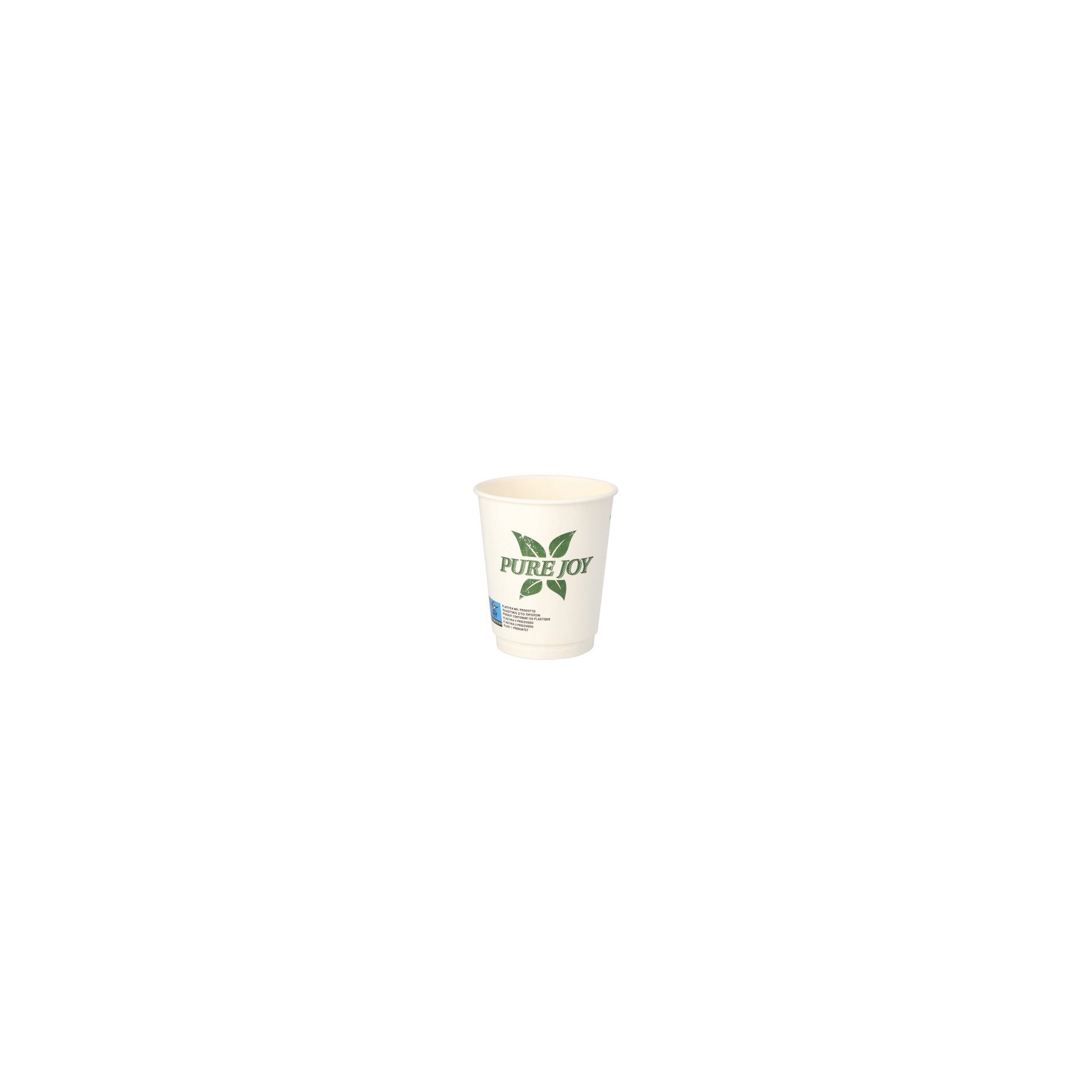 Trinkbecher, Pappe 0,2 l Ø 8 cm · 9 cm weiss "Pure Joy" doppelwandig