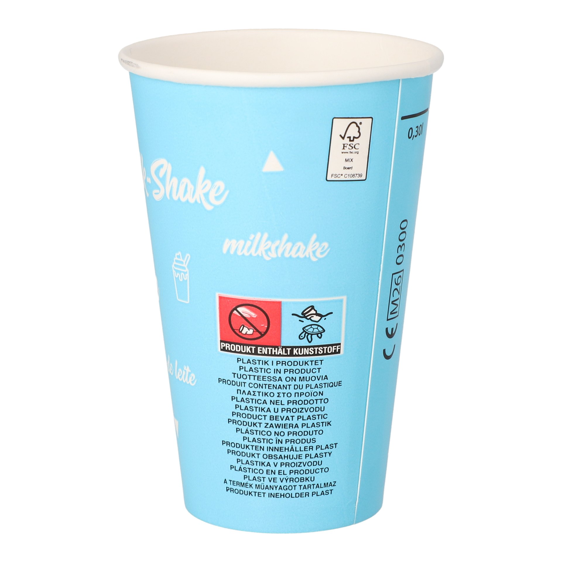 Shake-Becher, Pappe 0,3 l Ø 8 cm · 11,7 cm "Milk-Shake"