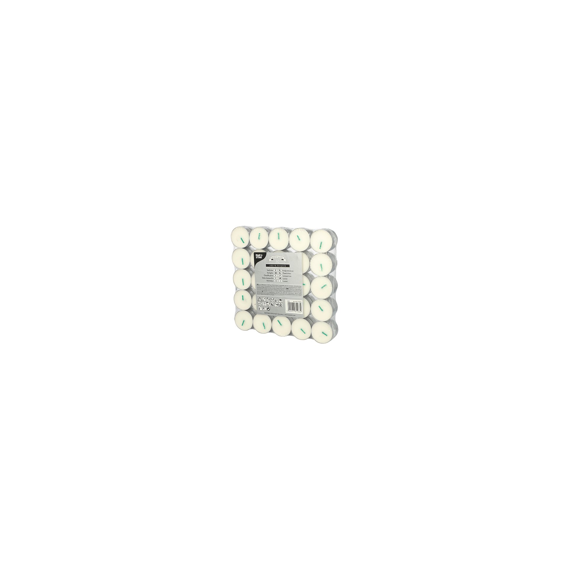 Teelichte Ø 37,2 mm · 15,5 mm weiss aus 100 % Stearin Teelichte Ø 37,2 mm · 15,5 mm weiss aus 100 % Stearin