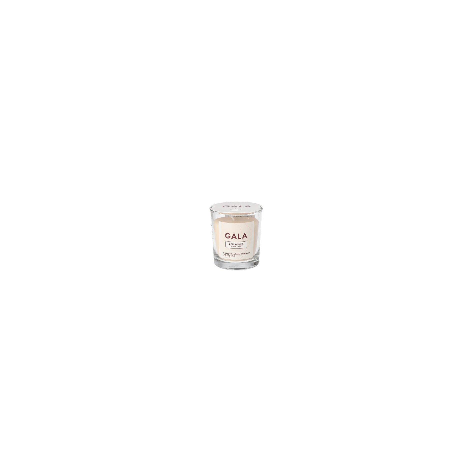 "GALA" Duftkerze im Glas Ø 70 mm · 77 mm creme - Soft Vanilla "Mini Nutella"