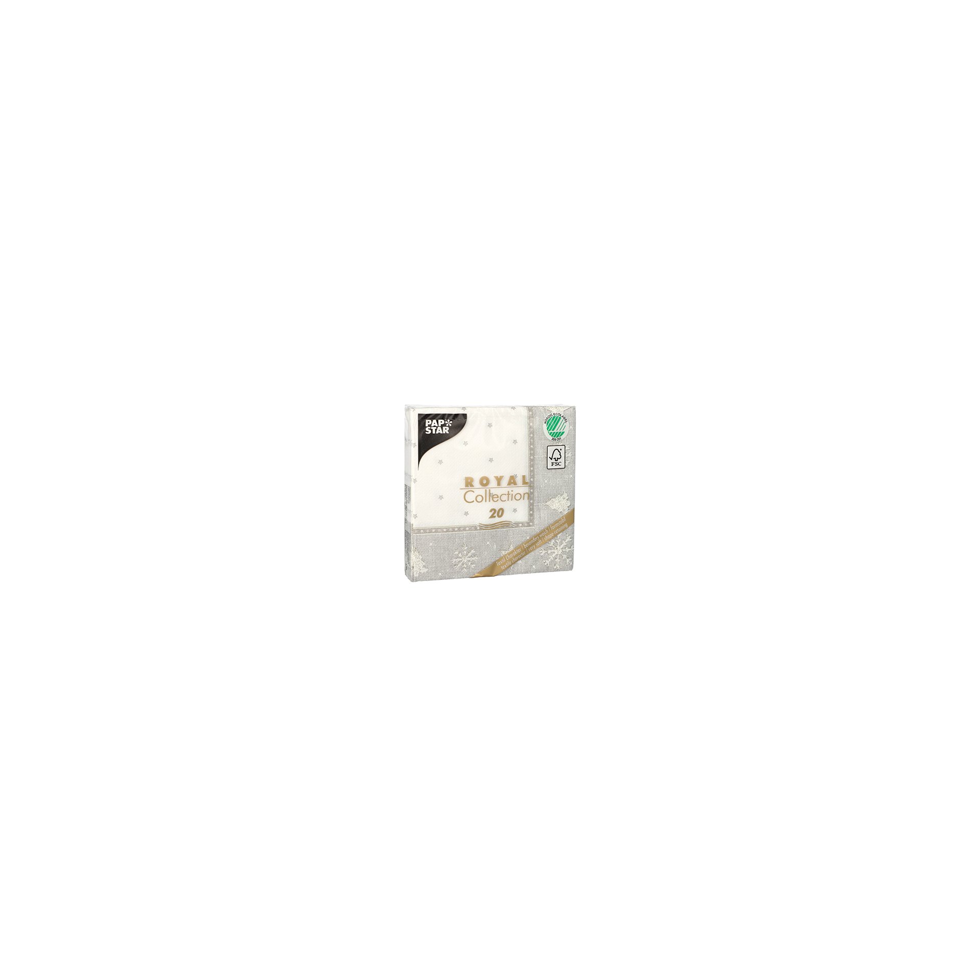 Servietten "ROYAL Collection" 1/4-Falz 25 cm x 25 cm silber "X-Mas"