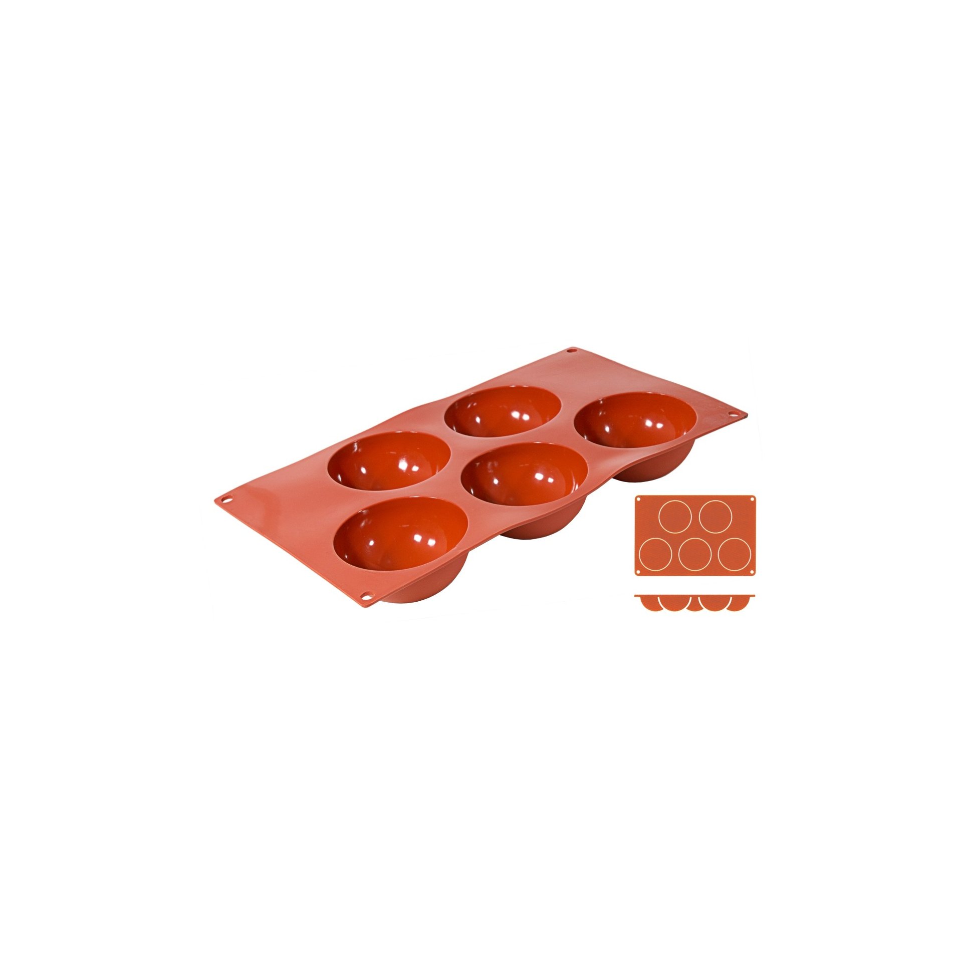 Silikon-Backmatte, HALBKUGEL mit 5 Formen Silikon-Backmatte, HALBKUGEL mit 5 Formen