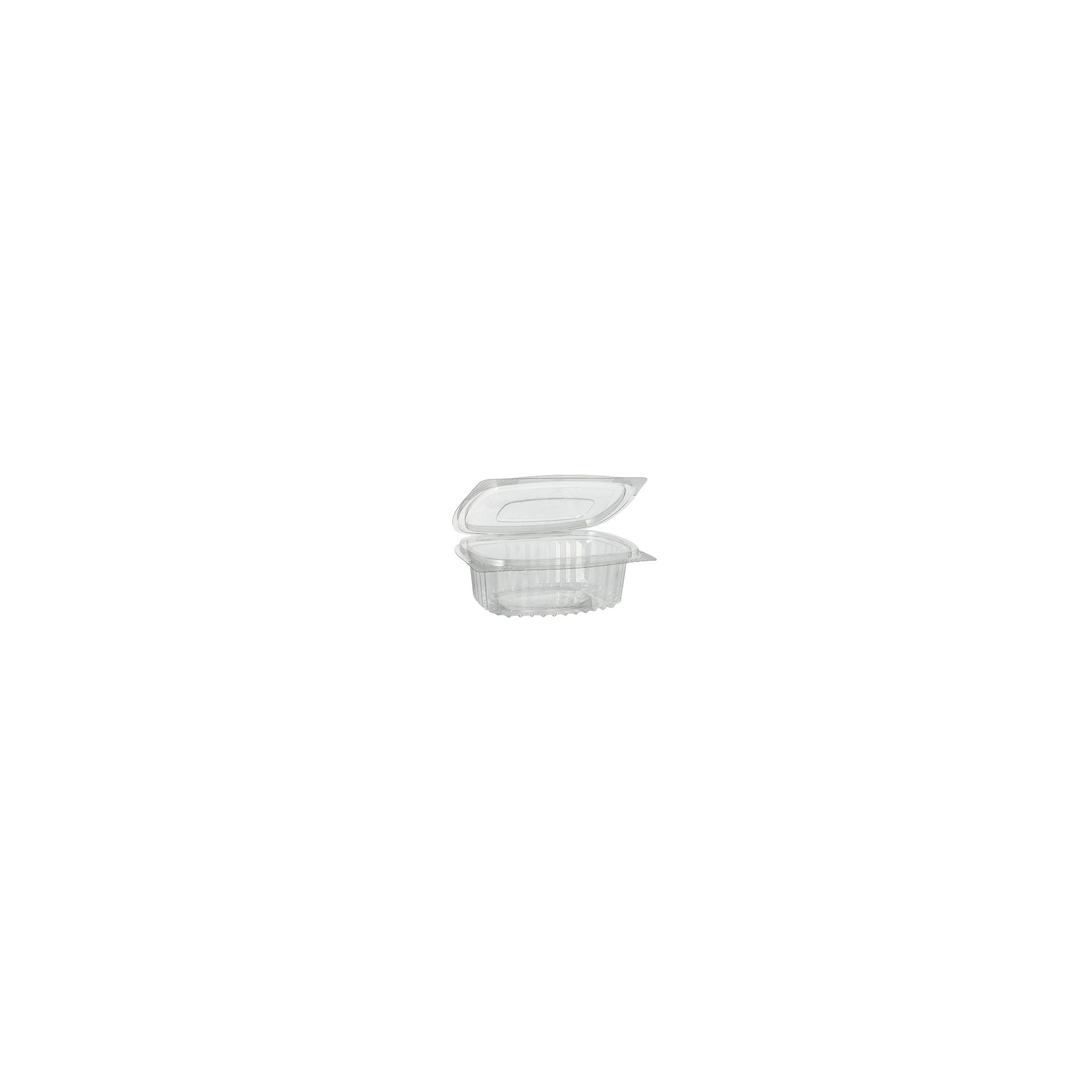 Feinkost- und Salatschalen mit Klappdeckel, R-PET oval 250 ml 4,3 cm x 10,6 cm x 13,3 cm klar