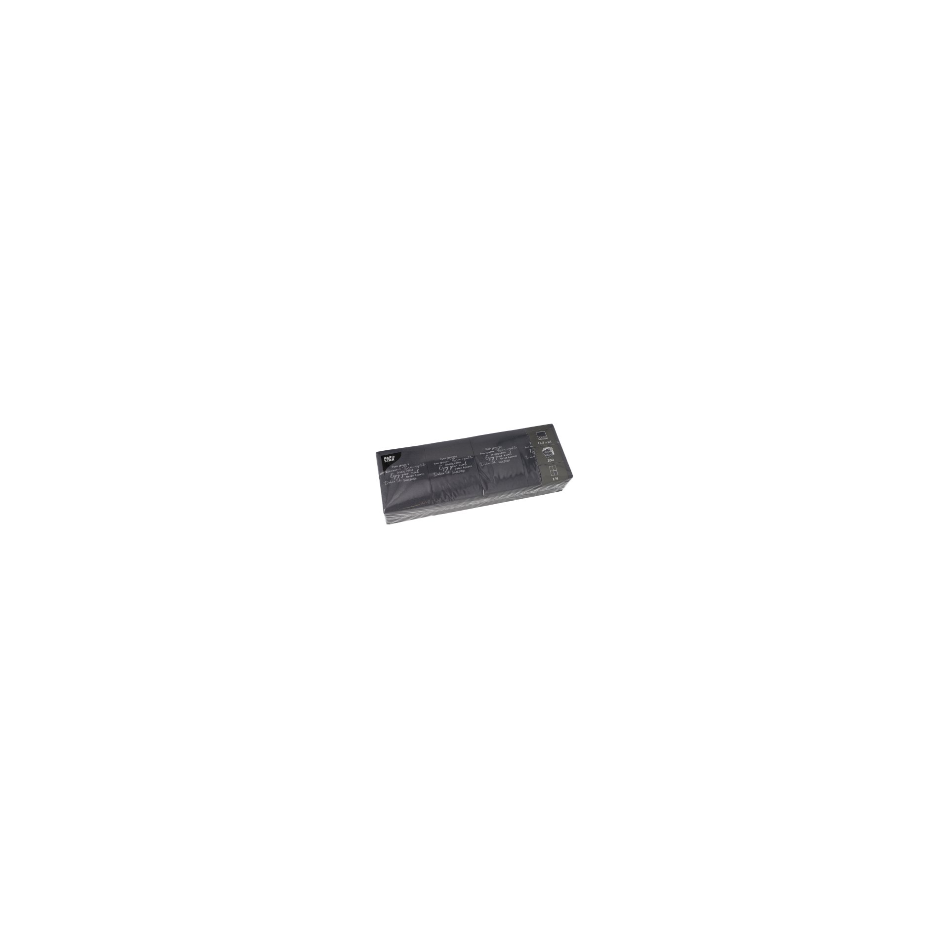 Snackservietten "DAILY Collection" 1/4-Falz 24 cm x 16,5 cm schwarz "Enjoy your Meal"