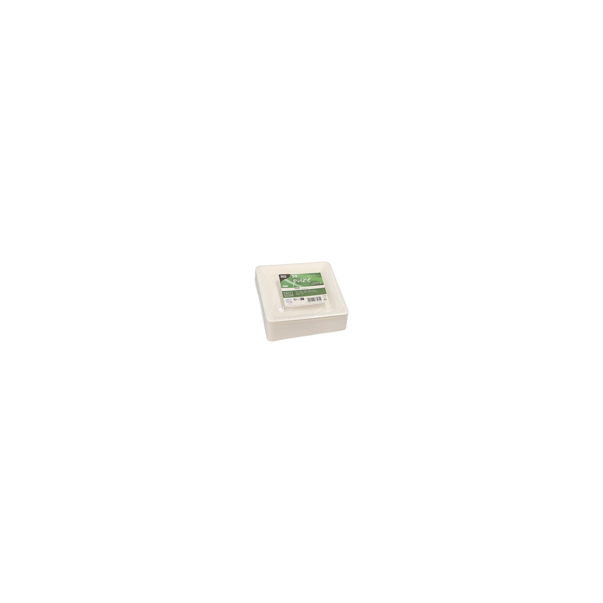 Teller, Zuckerrohr "pure" eckig 15,5 cm x 15,5 cm weiss Teller, Zuckerrohr "pure" eckig 15,5 cm x 15,5 cm weiss