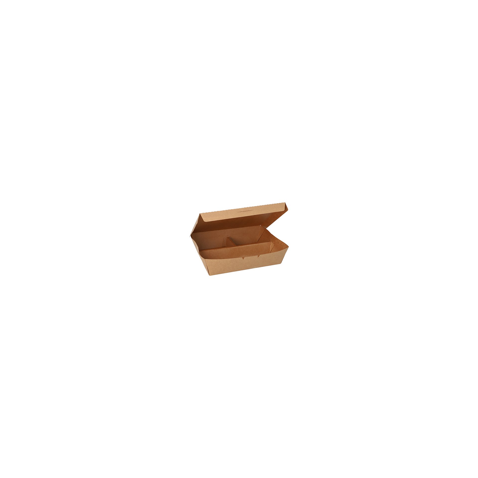 Lunchboxen, Pappe 3-geteilt 600 ml 5 cm x 14,8 cm x 18,3 cm braun