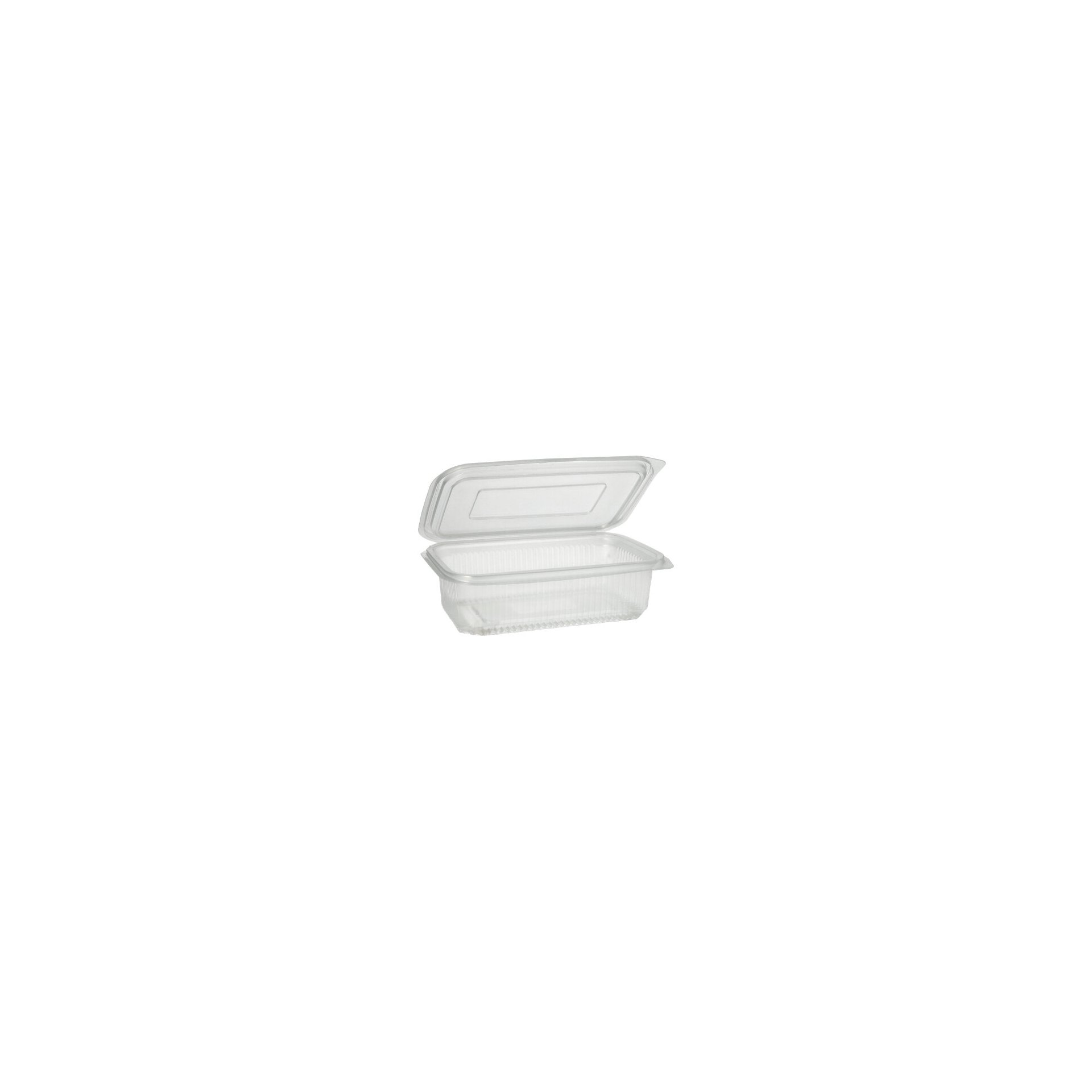 Verpackungsbecher mit Klappdeckeln, PP rechteckig 750 ml 5,3 cm x 13 cm x 19 cm transparent Verpackungsbecher mit Klappdeckeln, PP rechteckig 750 ml 5,3 cm x 13 cm x 19 cm transparent