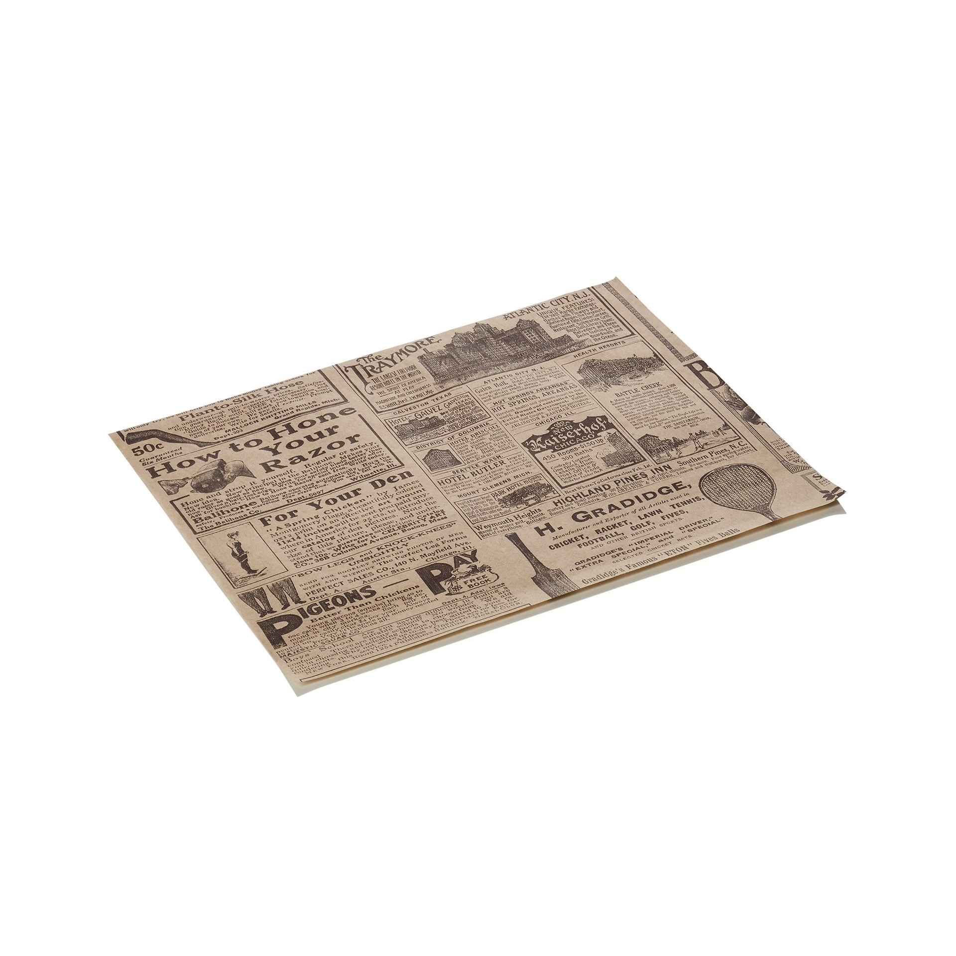 Burgerpapier Times Brown Set WRAP & GO, 25 x 20 cm, Set á 1000 Stück, Fettpapier