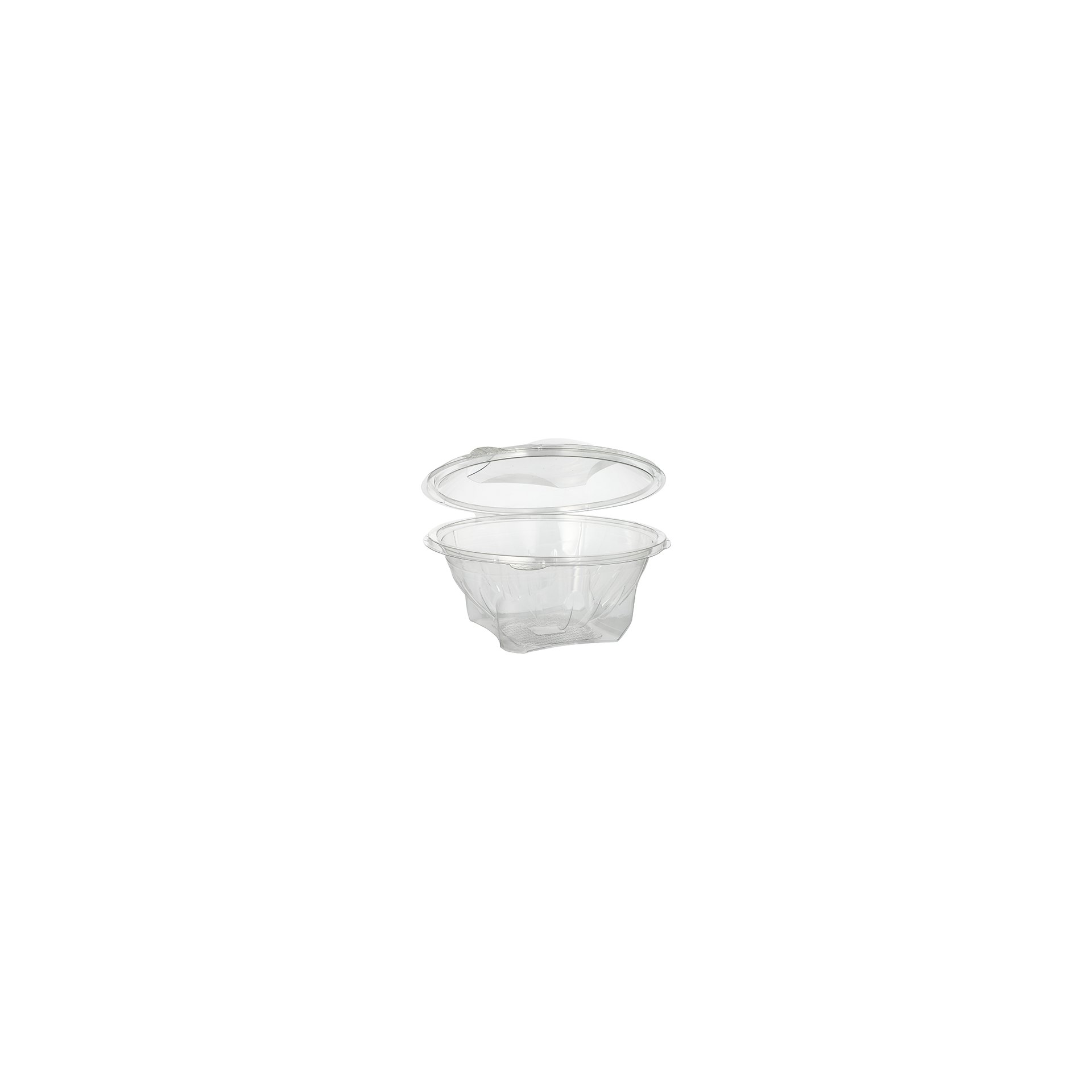 Feinkost- und Salatschalen mit Klappdeckel, R-PET rund 1000 ml Ø 18,5 cm · 7,8 cm glasklar
