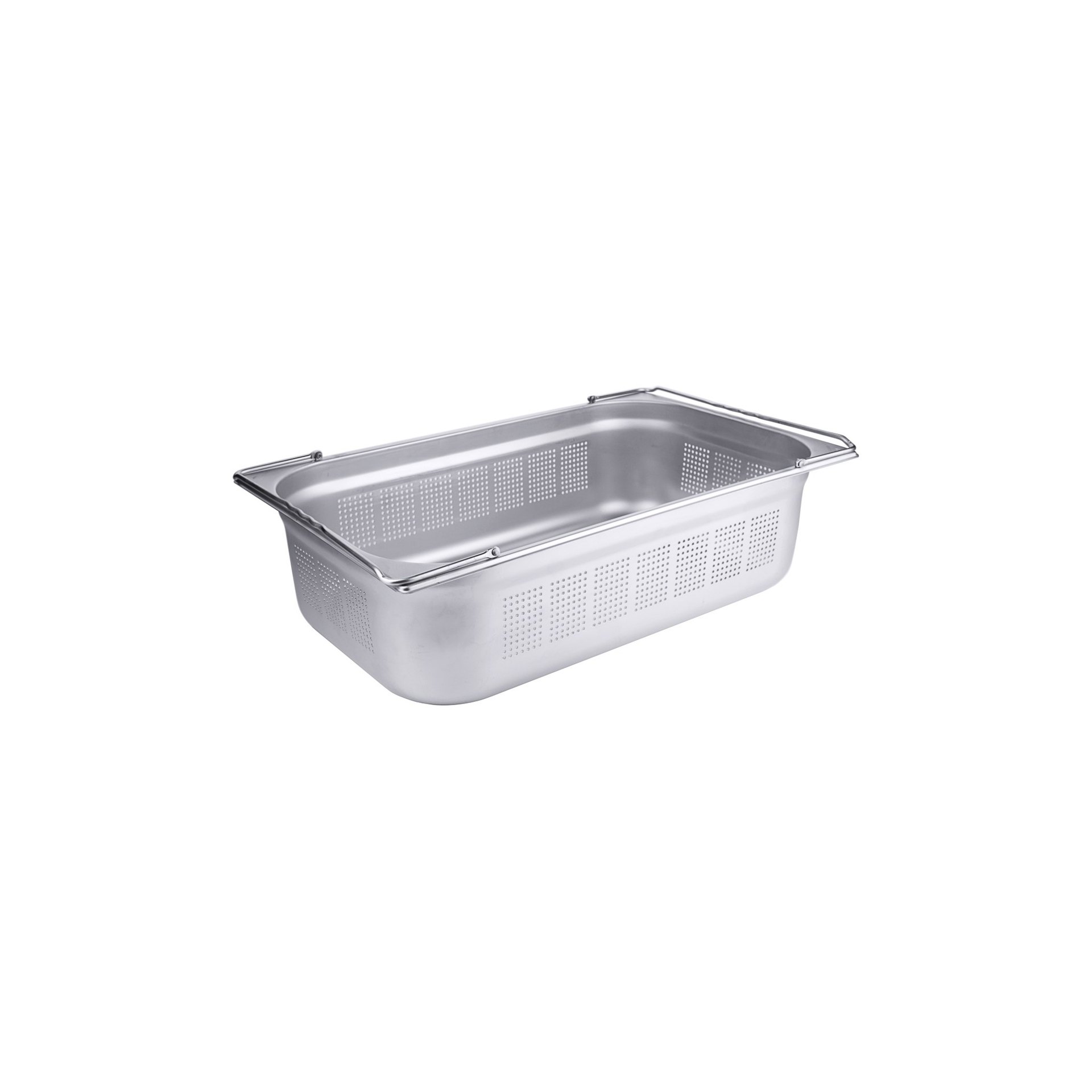 GN-Behälter mit Bügelgriffen, perforiert 15 cm GN-Behälter mit Bügelgriffen, perforiert 15 cm