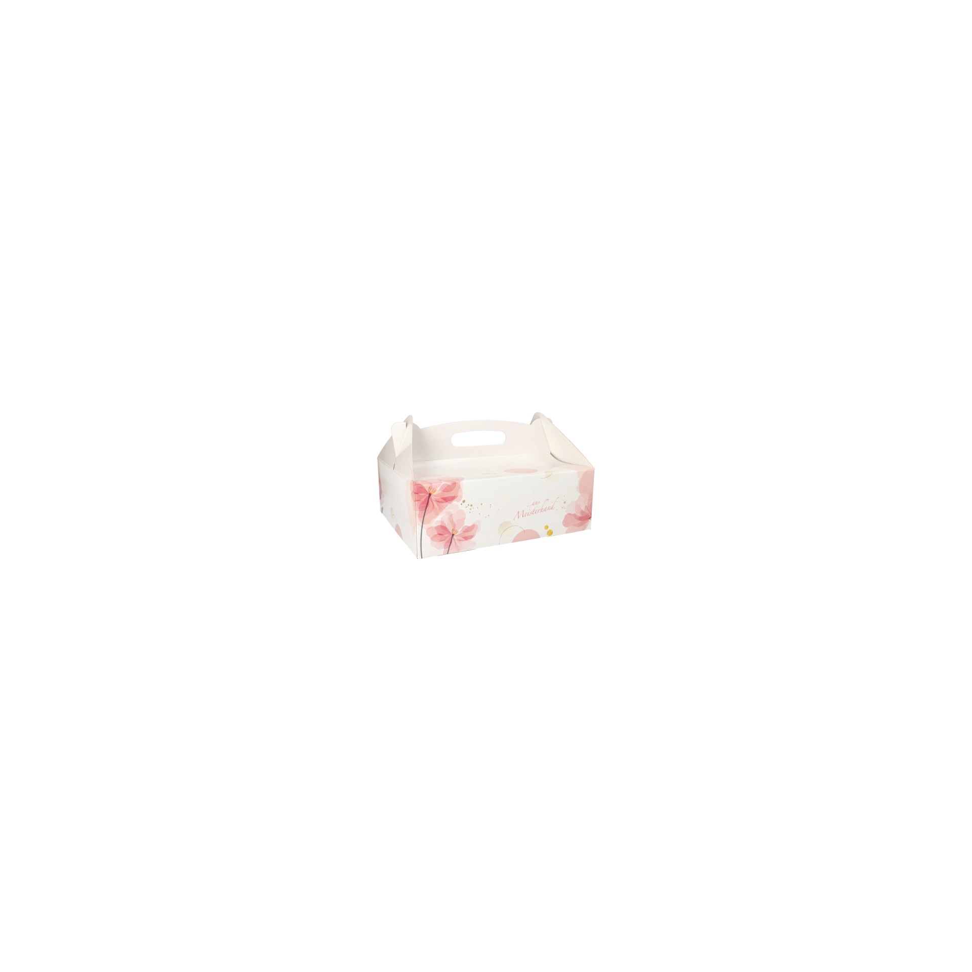 Gebäck-Kartons, Pappe eckig 26 cm x 22 cm x 9 cm rosé mit Tragegriff