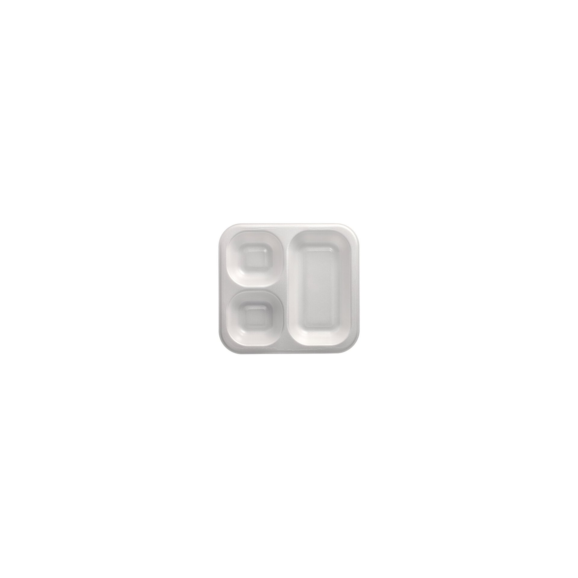Siegelschalen, XPS 3-geteilt 1150 ml 4,2 cm x 24,5 cm x 26,5 cm weiss laminiert