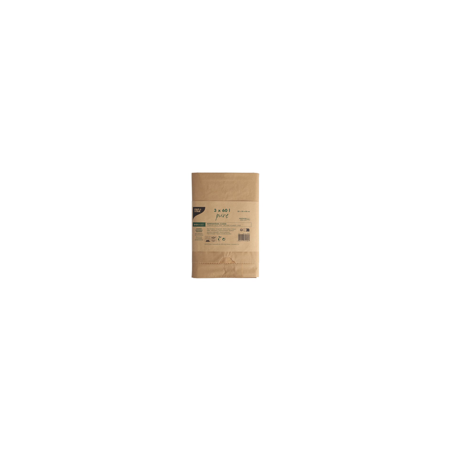 Kompostsäcke aus Papier "pure" 60 l 85 cm x 55 cm x 23 cm braun , 2-lagig