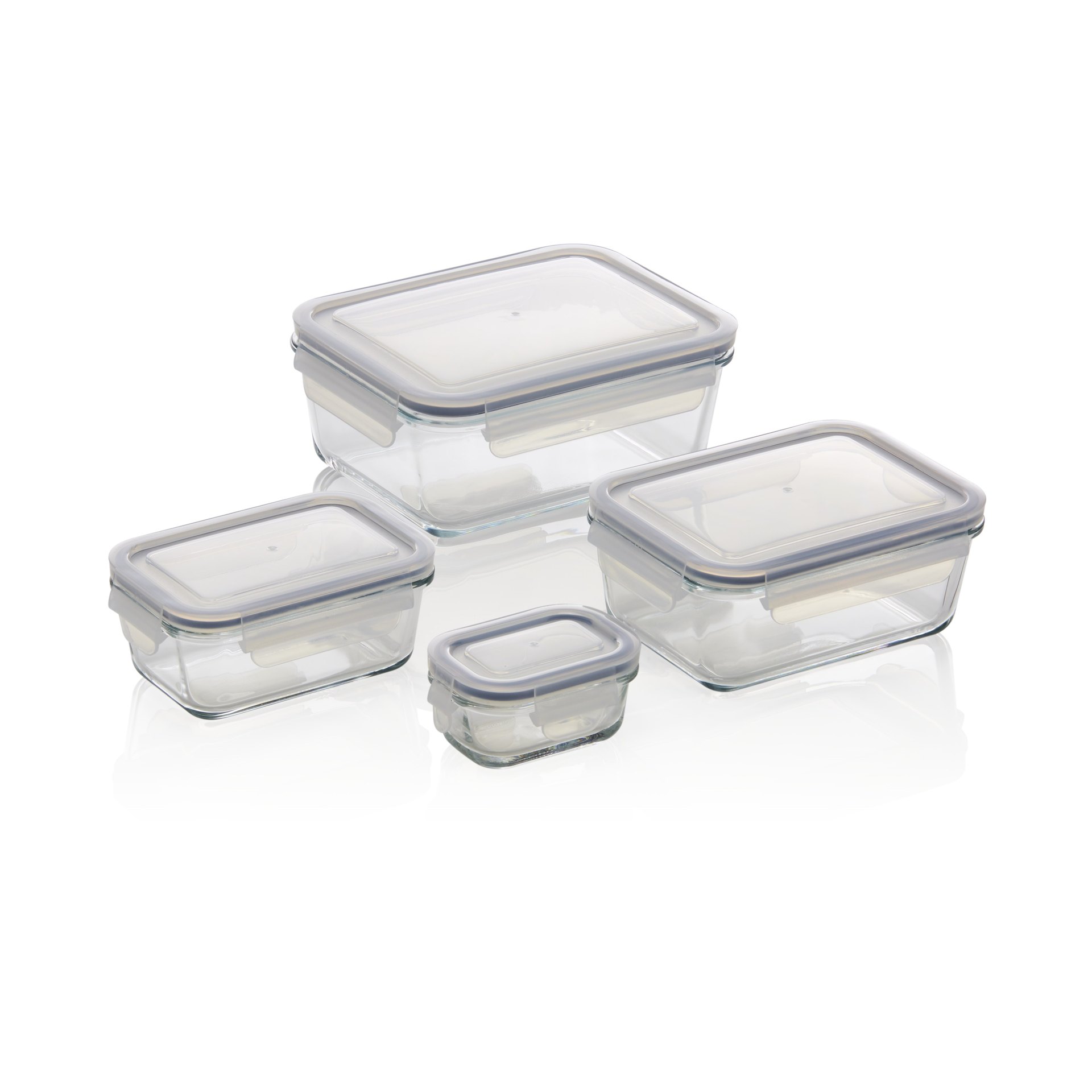 Frischhaltedosen Set mit Polypropylendeckel, 4-teilig, Borosilikatglas Frischhaltedosen Set mit Polypropylendeckel, 4-teilig, Borosilikatglas