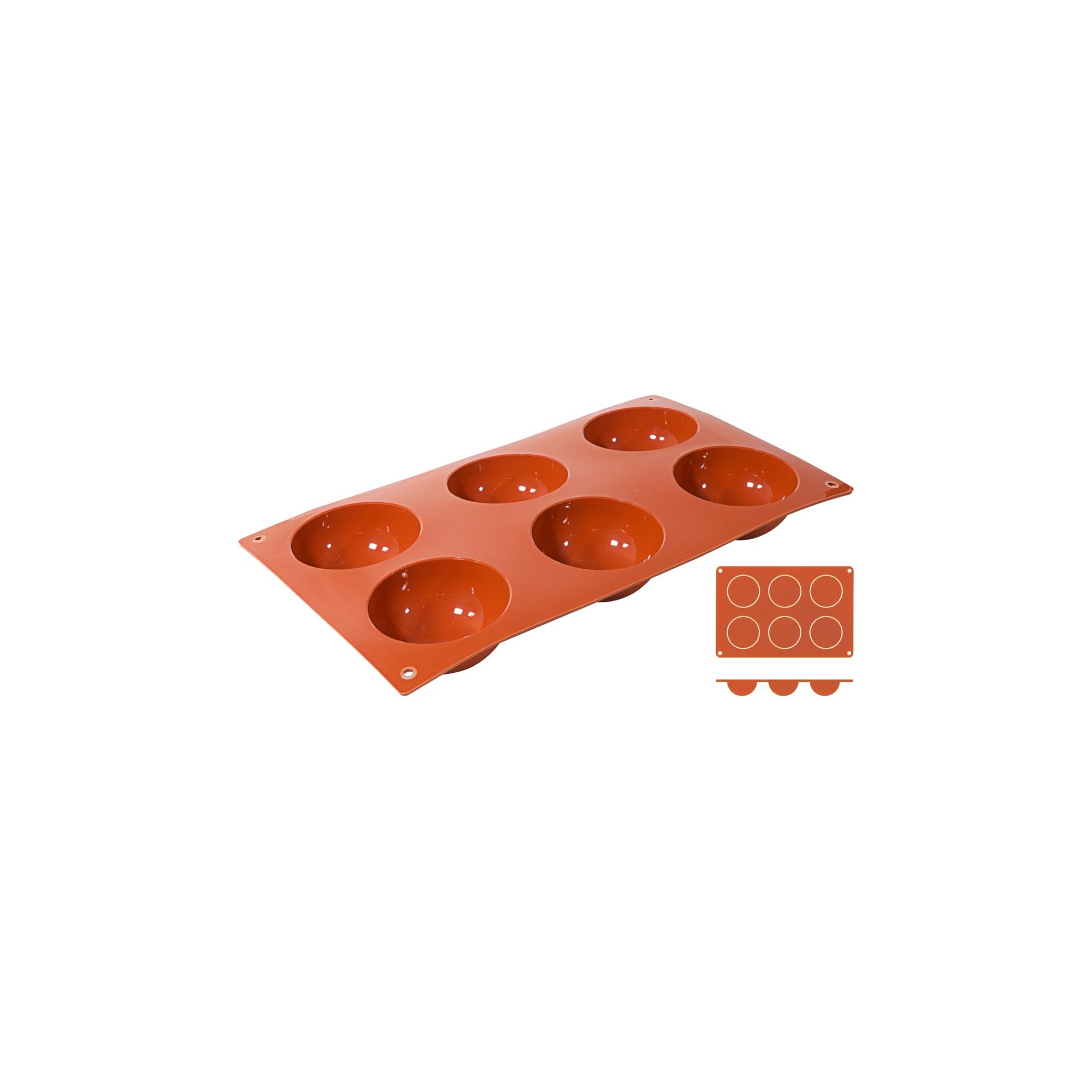 Silikon-Backmatte, HALBKUGEL mit 6 Formen