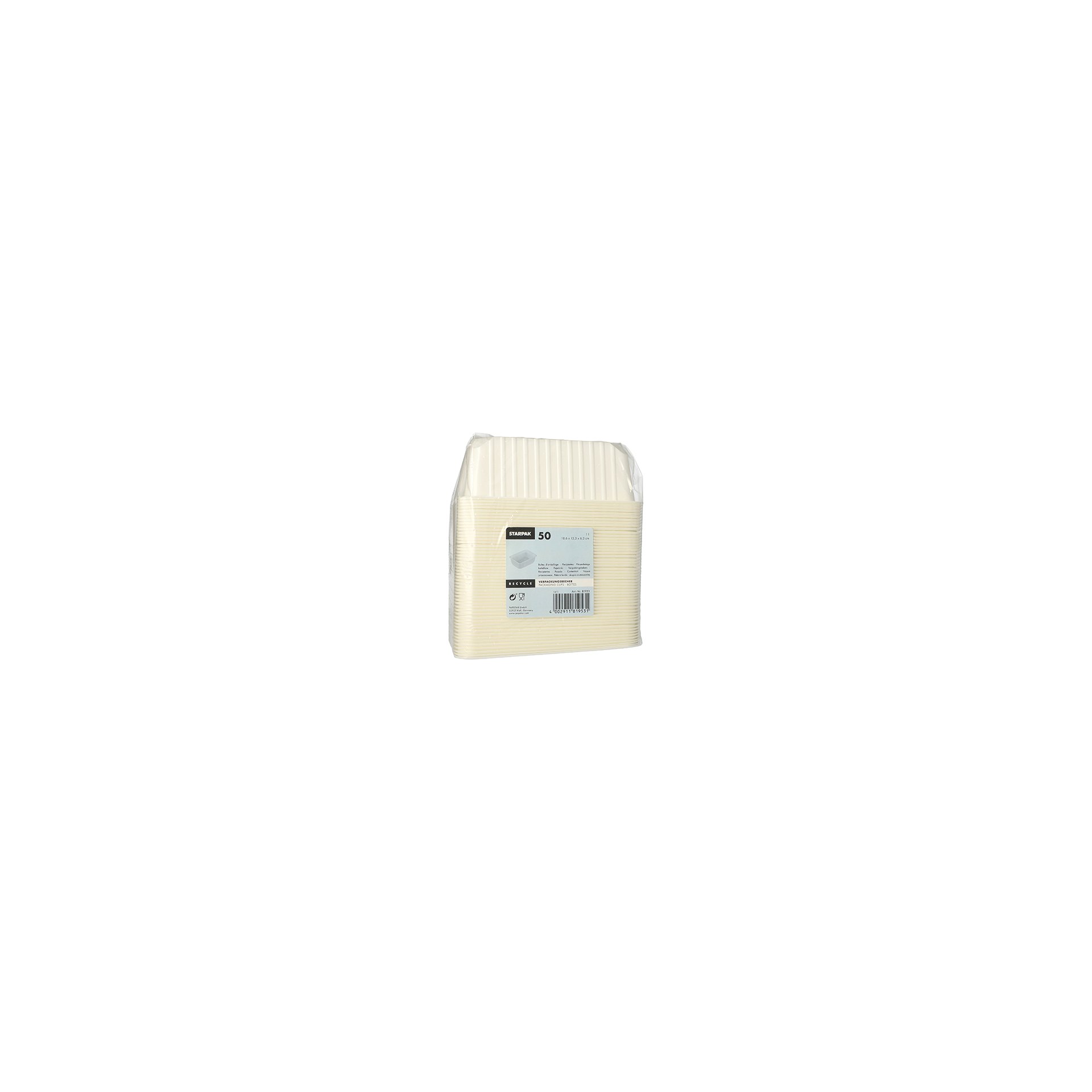 Verpackungsbecher, PP 1 l 6,3 cm x 18,6 cm x 13,3 cm weiss Verpackungsbecher, PP 1 l 6,3 cm x 18,6 cm x 13,3 cm weiss