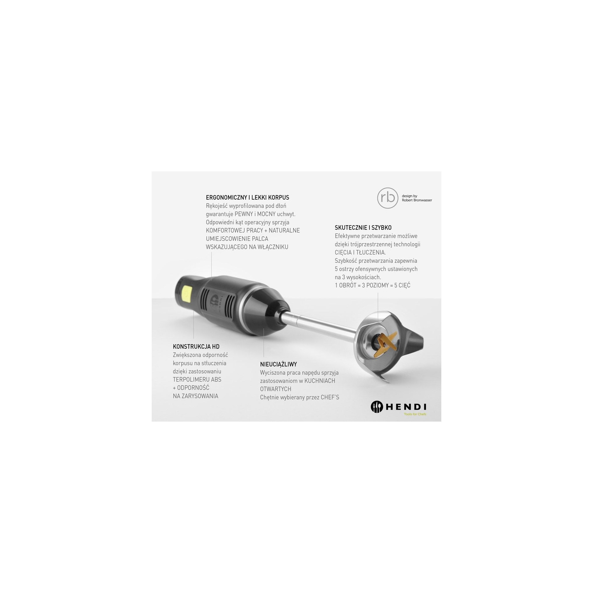 Stabmixer HENDI BLEND, designed by Robert Bronwasser, 220-240V/250W, ⌀71x(H)450mm