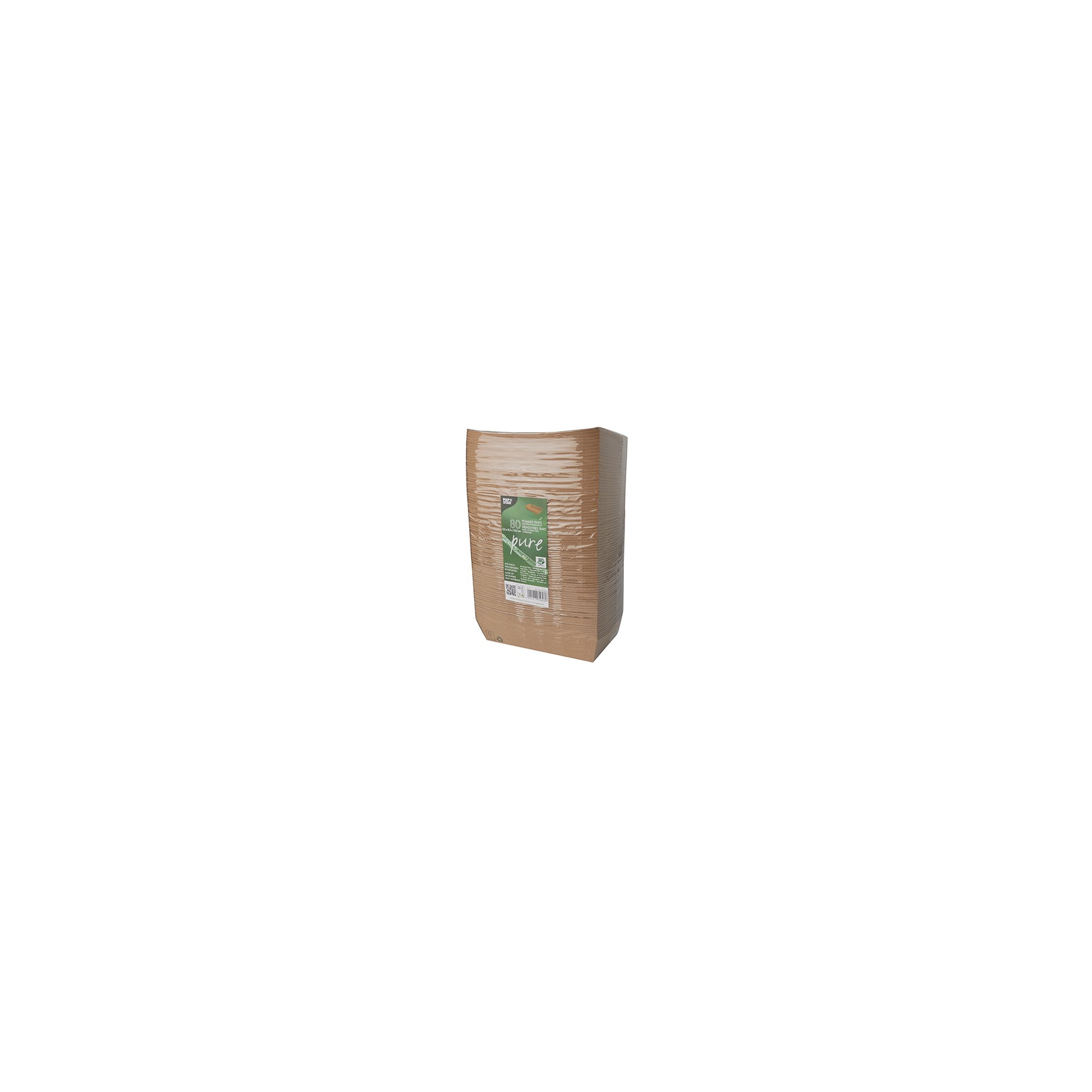 Snacktrays, Pappe "pure" 3,8 cm x 8,5 cm x 15,5 cm braun "100% Fair" groß