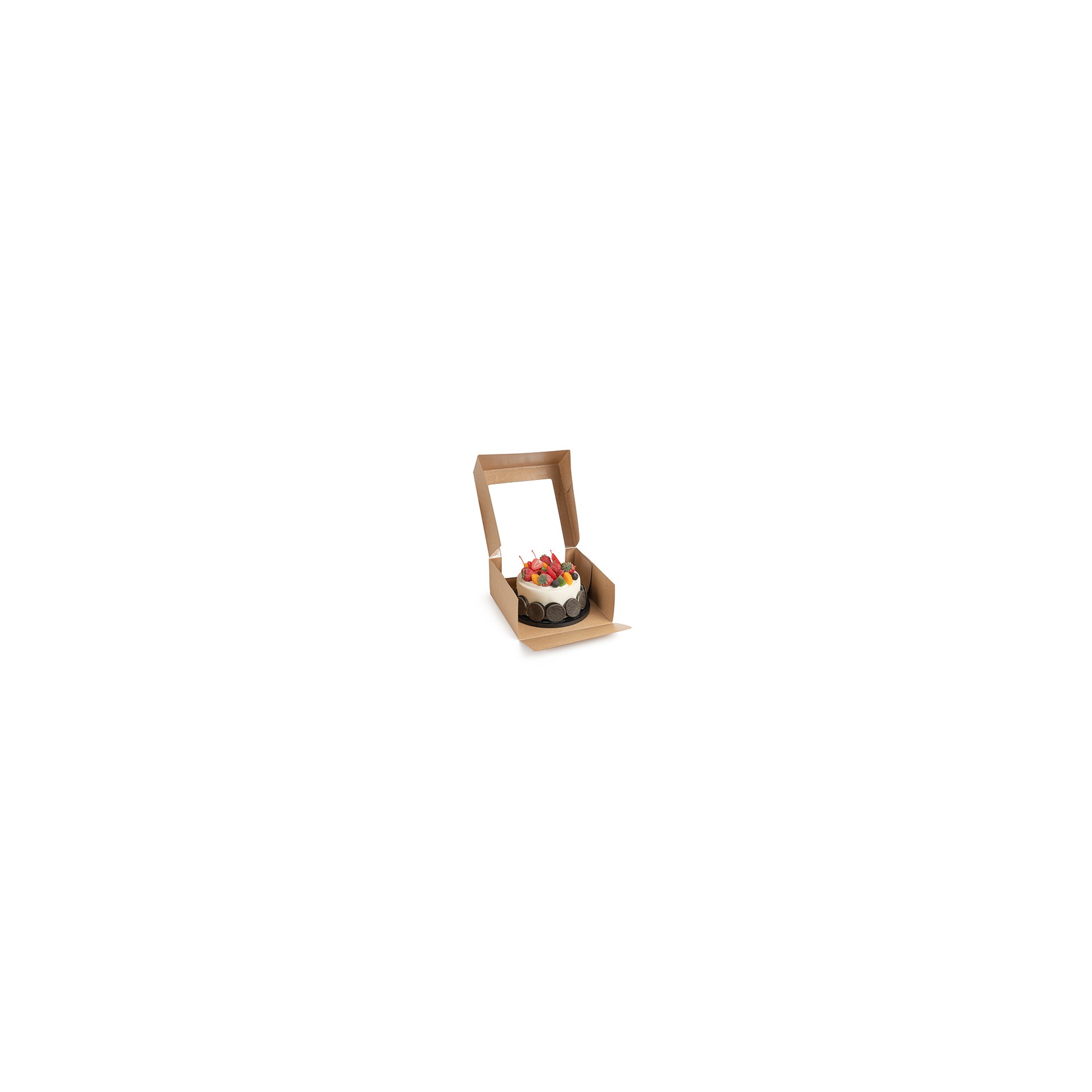 Tortenkartons mit Deckel eckig 10 cm x 23 cm x 23 cm mit Sichtfenster aus PLA Tortenkartons mit Deckel eckig 10 cm x 23 cm x 23 cm mit Sichtfenster aus PLA