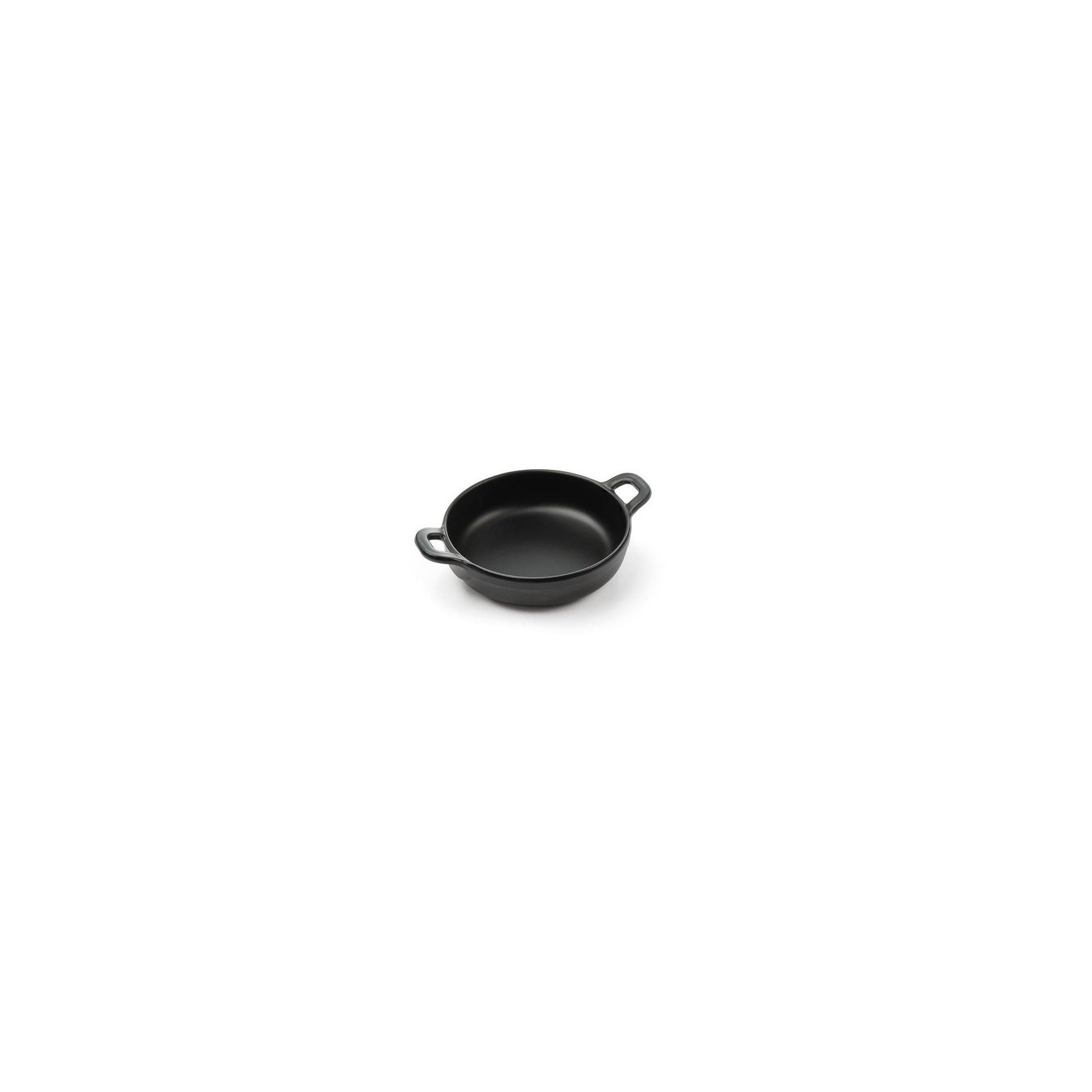 Miniatur-Pfanne aus Melamin, rund, Schwarz, 189x147x(H)37mm
