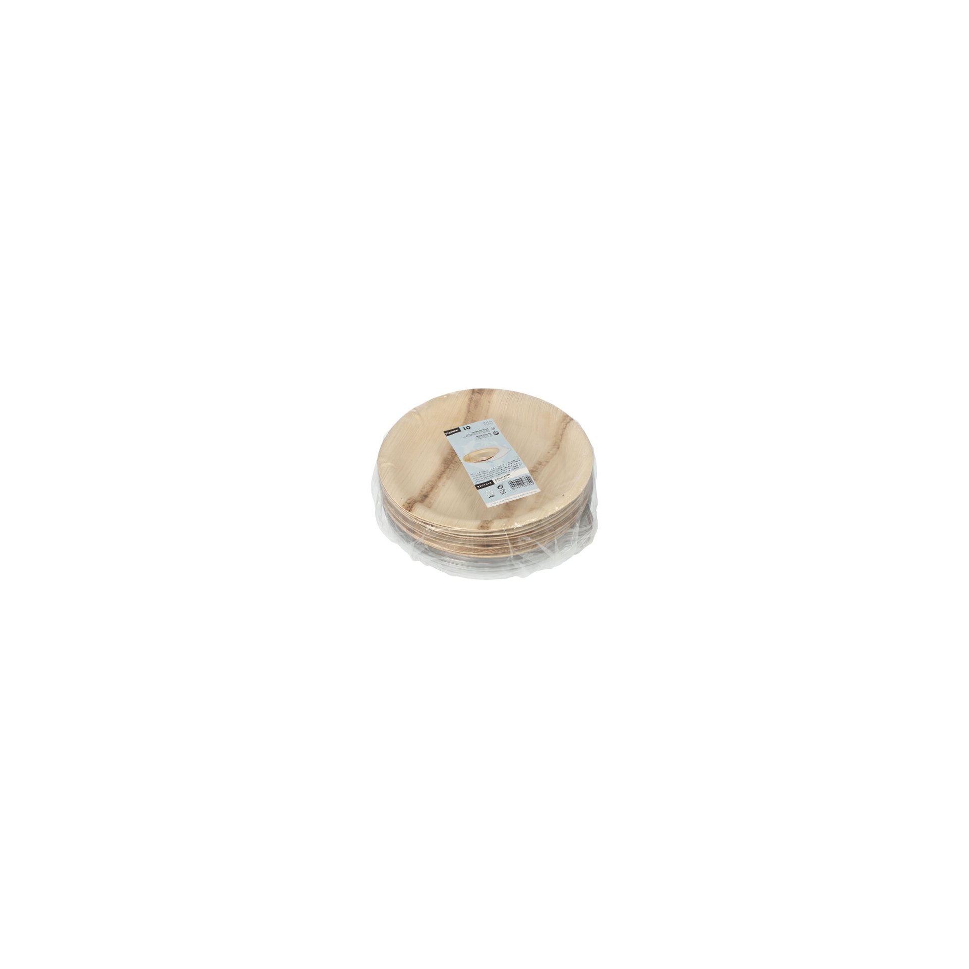 Teller, Palmblatt rund 500 ml Ø 23 cm · 5,3 cm mit rPET Deckel "Kombipack"
