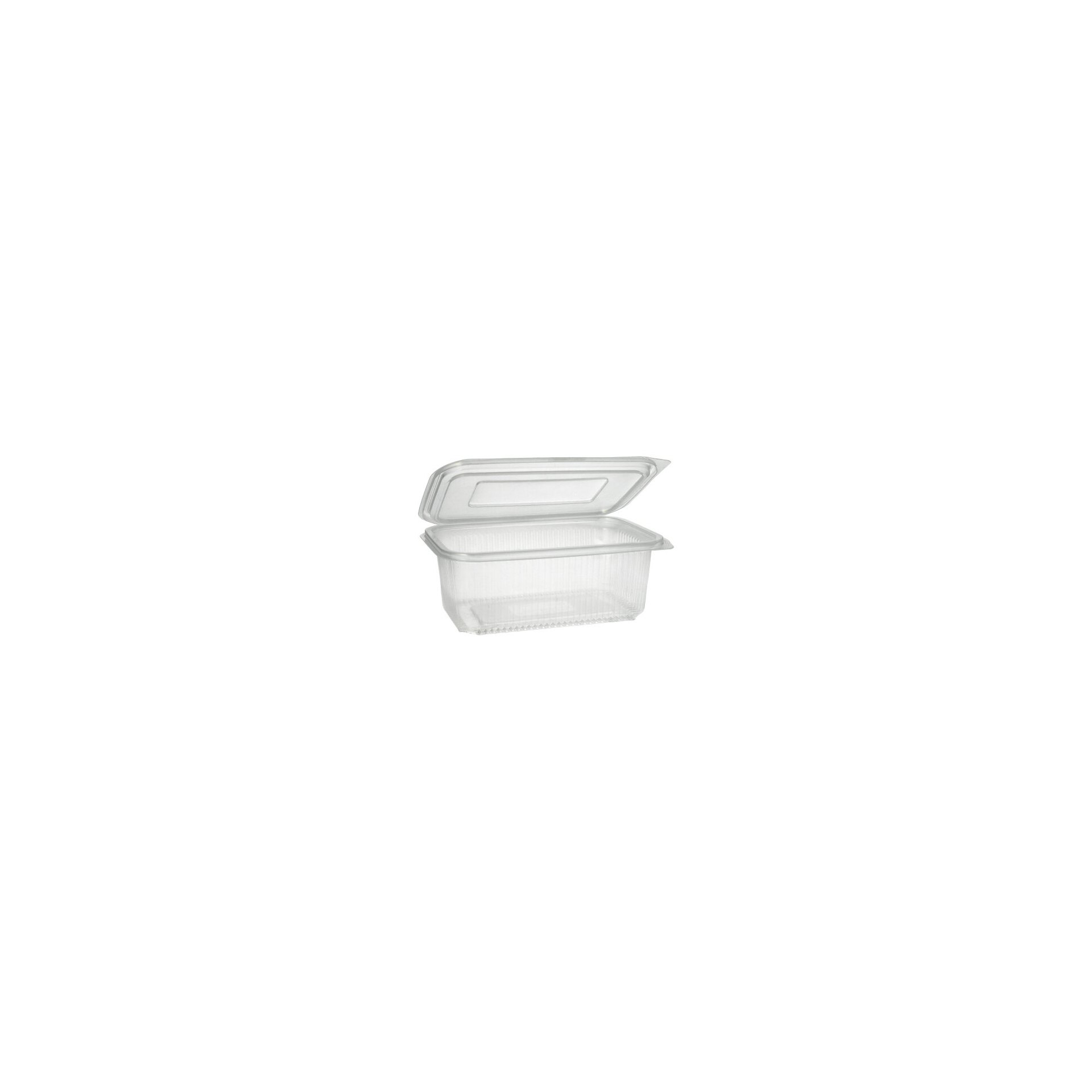 Verpackungsbecher mit Klappdeckeln, PP rechteckig 1000 ml 7,4 cm x 13,1 cm x 19,1 cm transparent