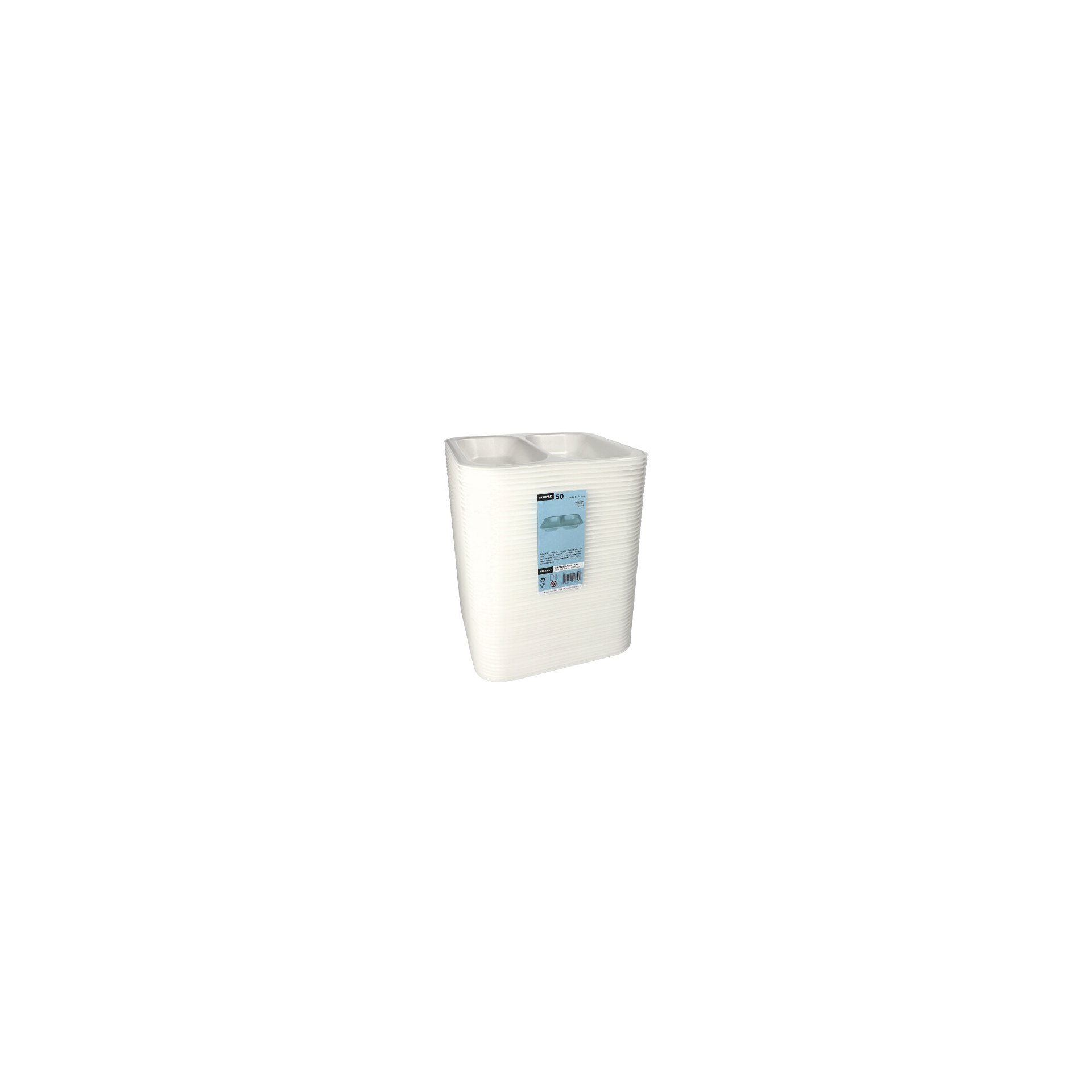 Siegelschalen, XPS 2-geteilt 1250 ml 4,2 cm x 24,5 cm x 26,5 cm weiss laminiert Siegelschalen, XPS 2-geteilt 1250 ml 4,2 cm x 24,5 cm x 26,5 cm weiss laminiert